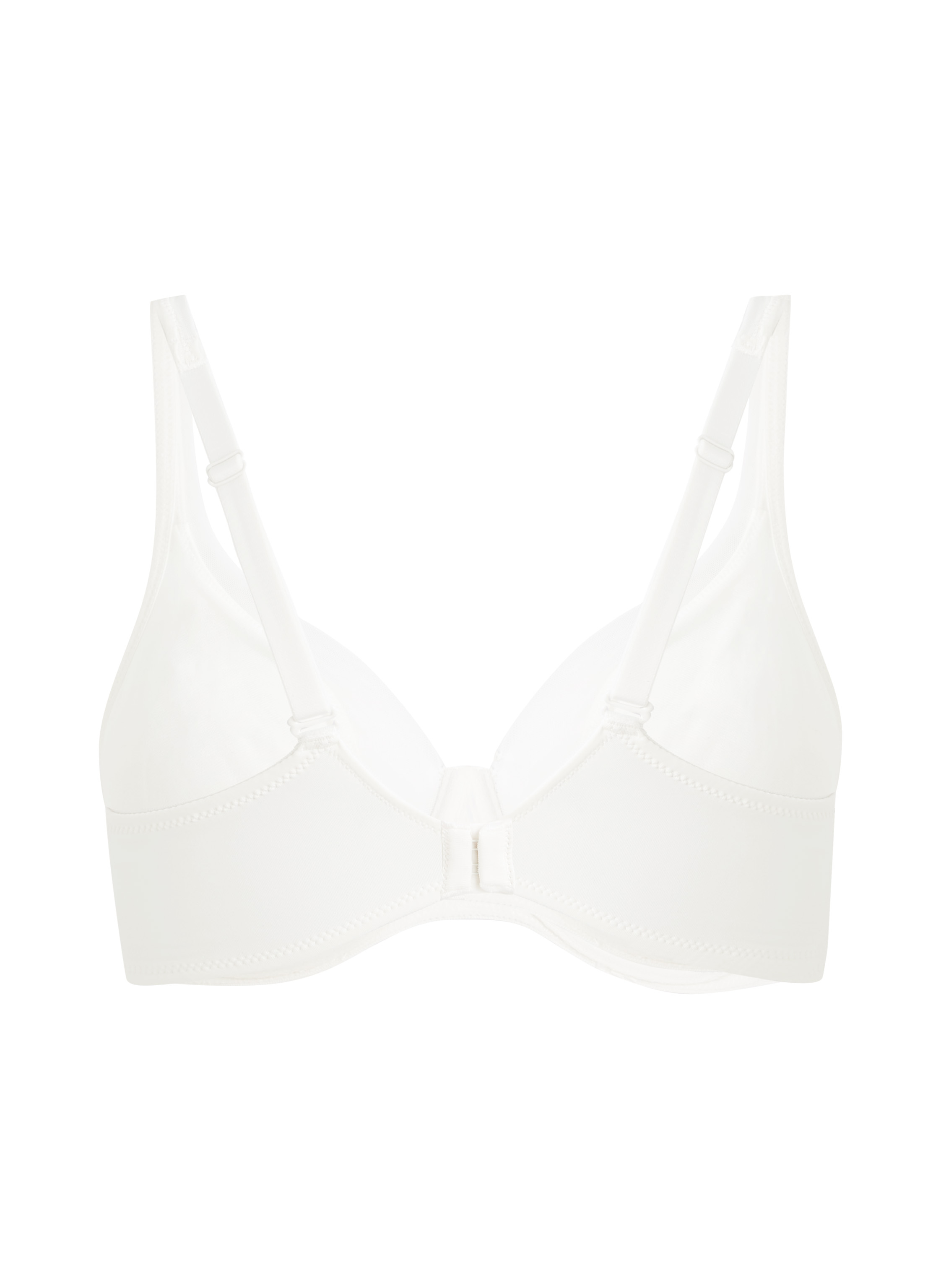 Soutien-gorge à armatures non-préformé en maille, Blanc, main