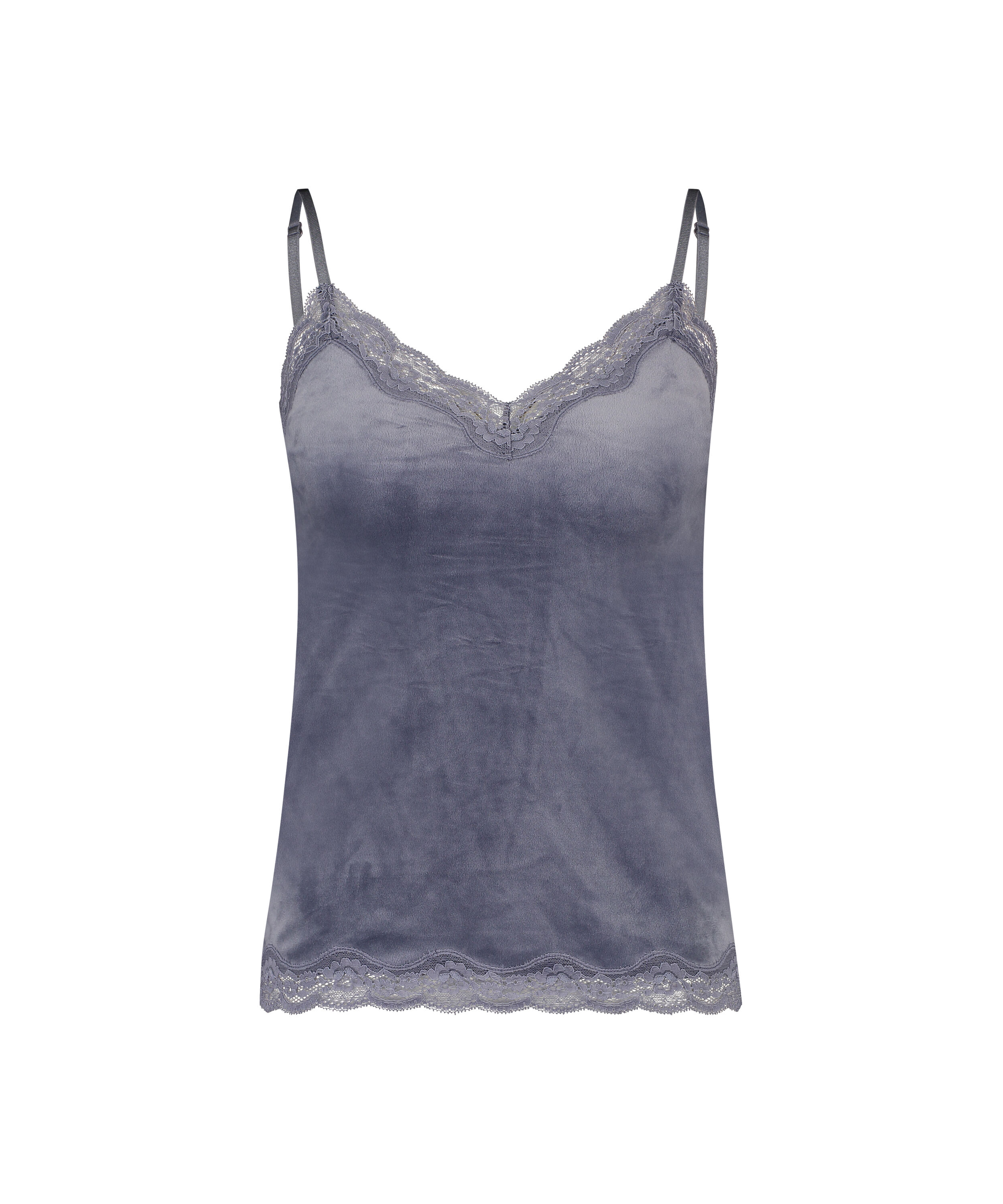 Camisole velours Dentelle, Gris