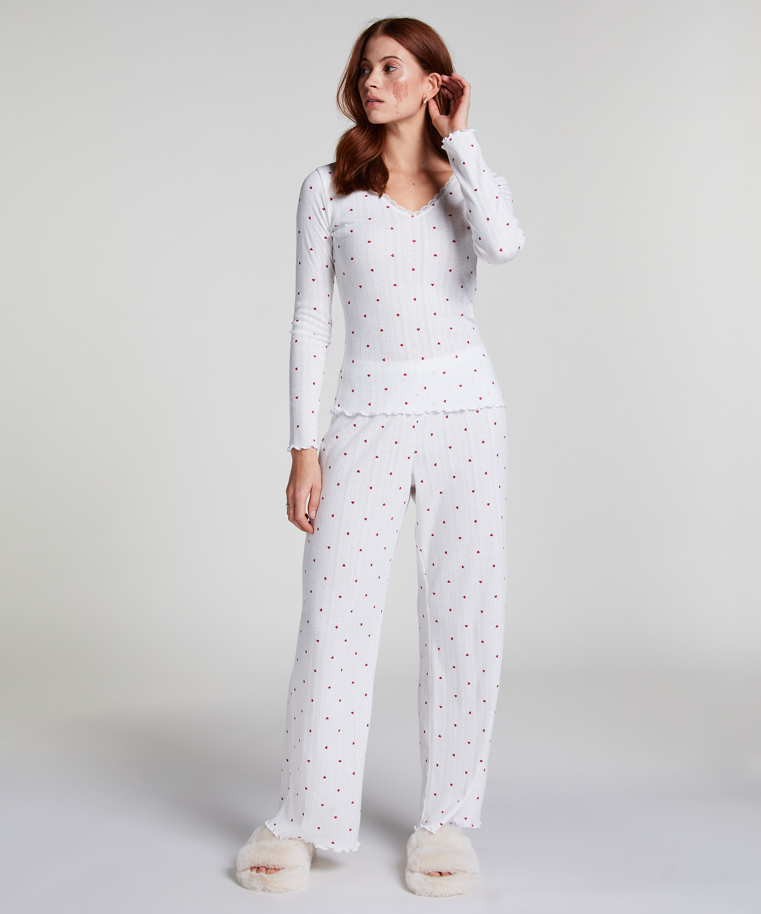Pantalon de pyjama Pointelle, Blanc, main