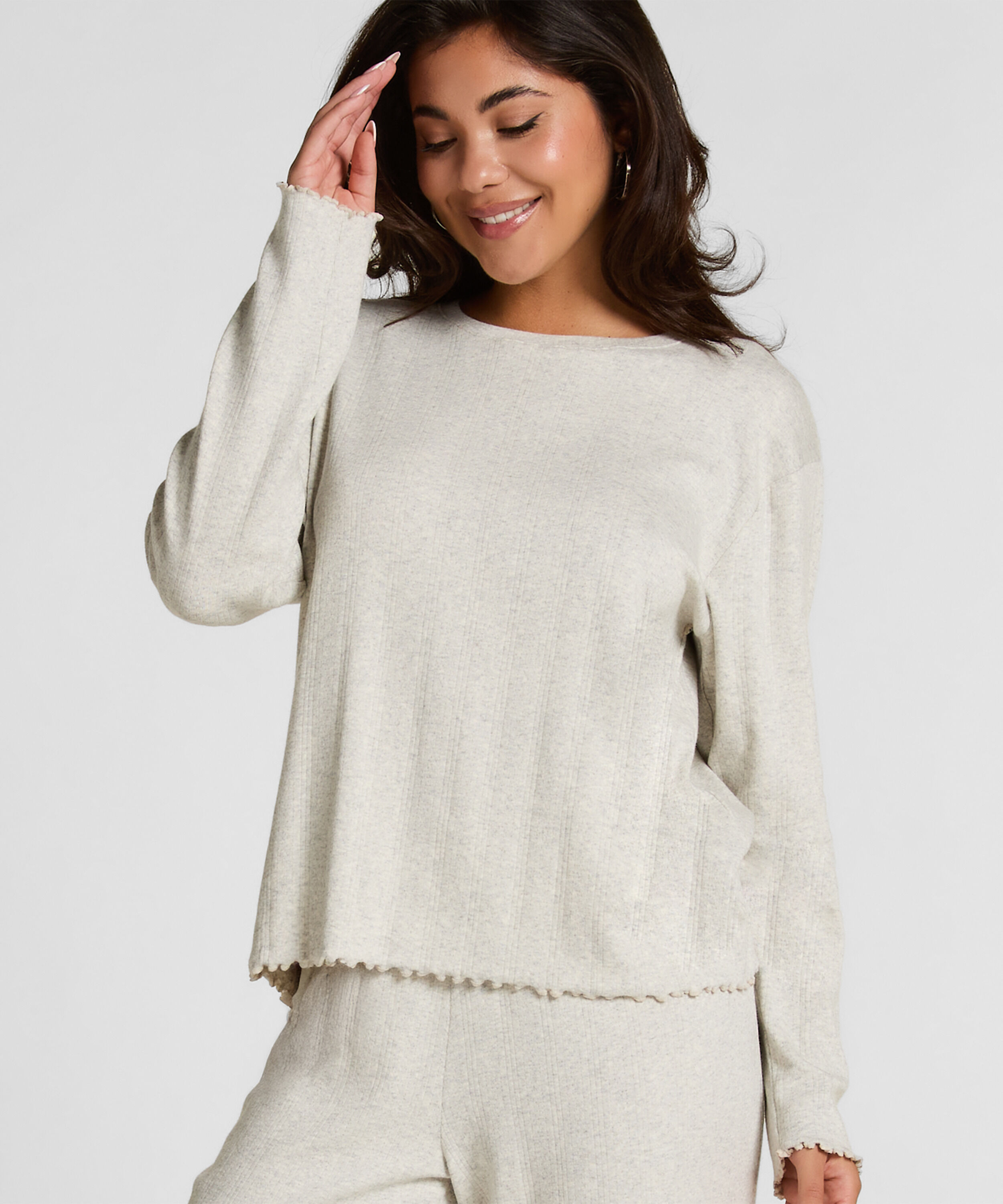 Pyjama Top Loose Pointelle, Gris