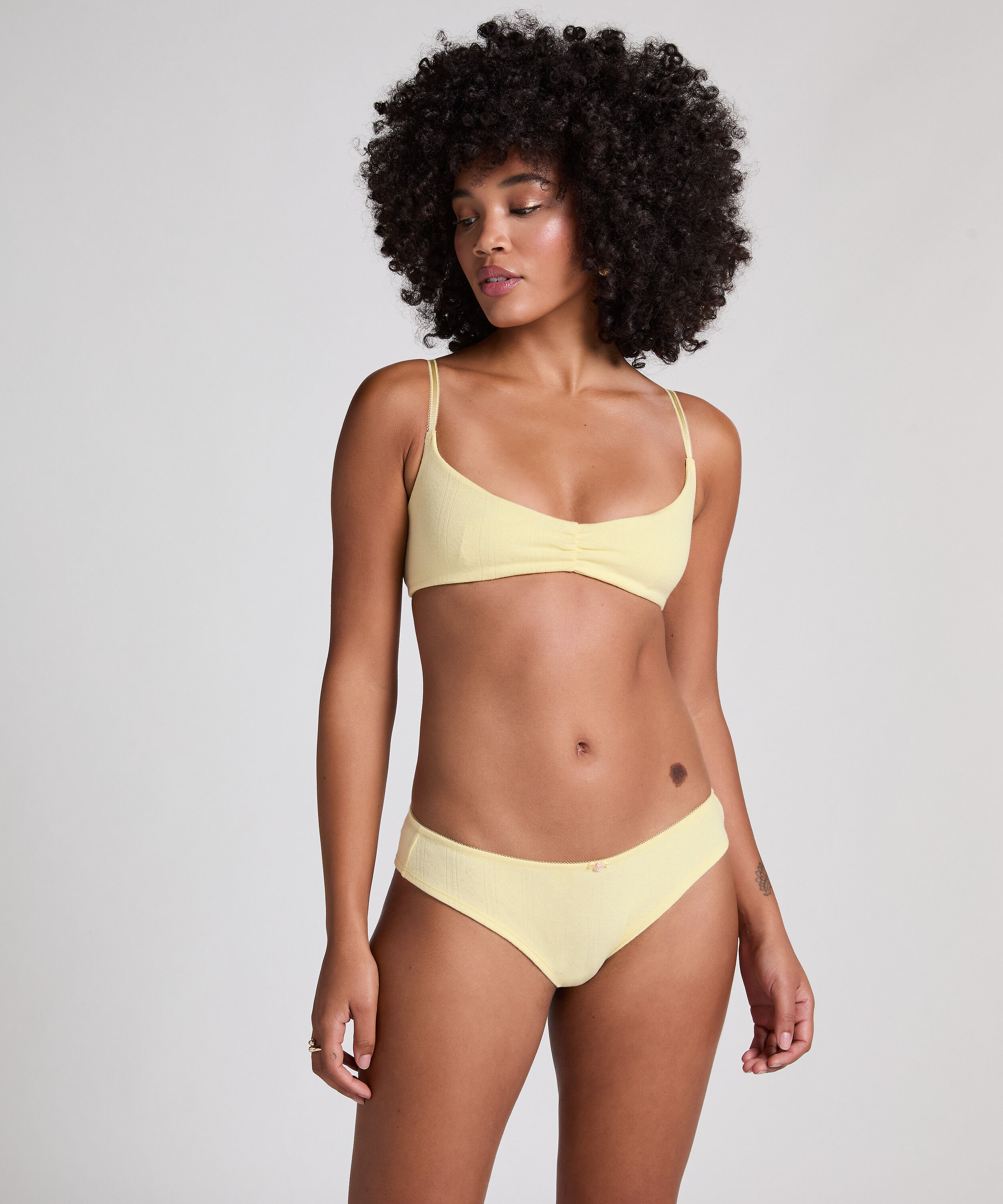 Culotte brésilienne Pointelle, Jaune Culotte brésilienne Pointelle, Jaune