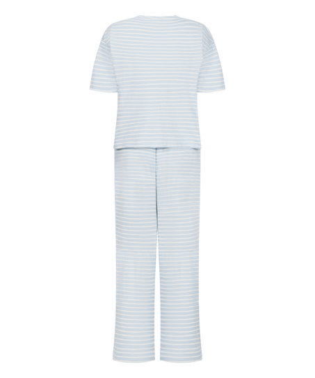 Pyjama Set Cotton Jersey Long, Bleu
