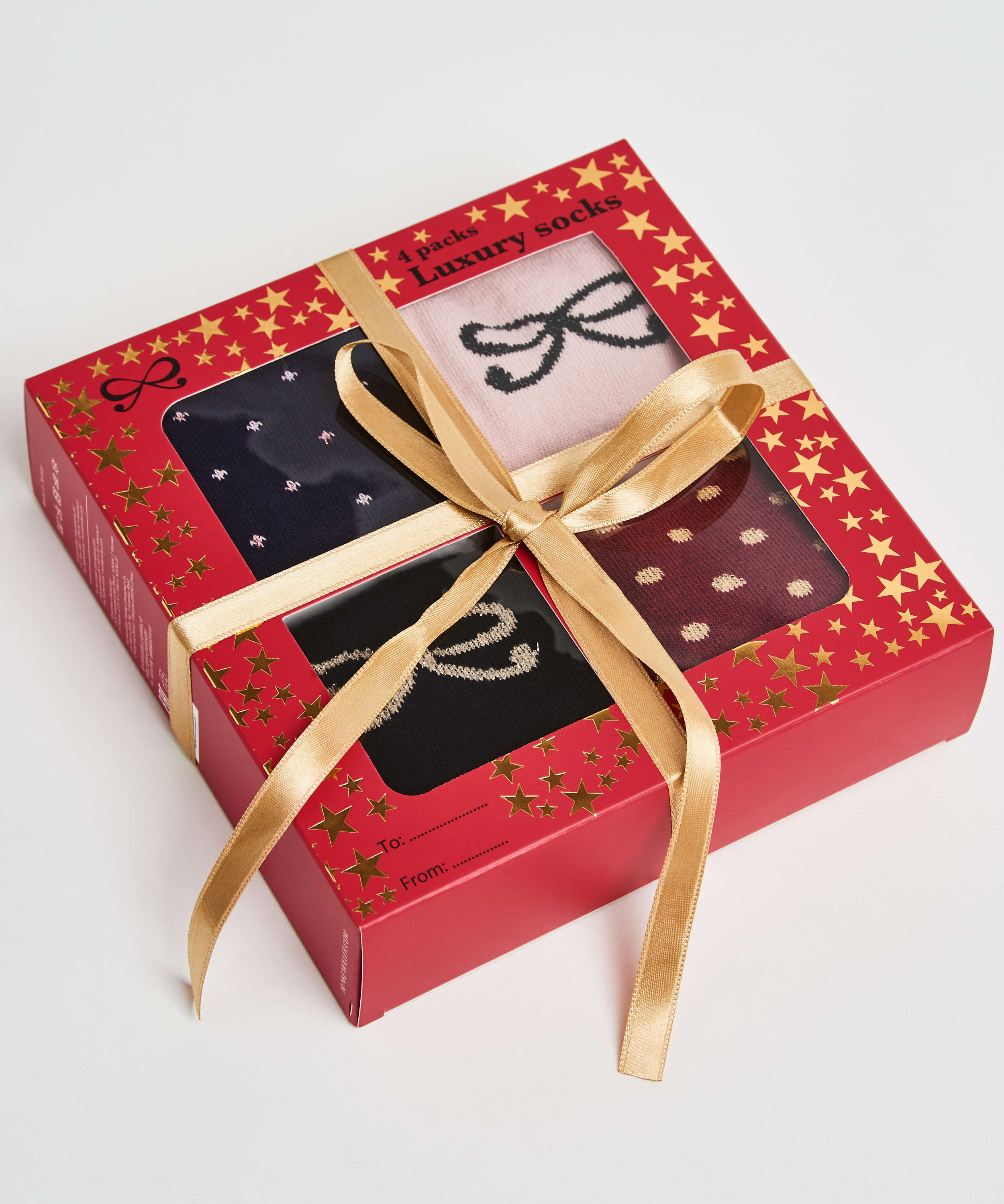 Coffret cadeau 4 paires de chaussettes, Rose, main