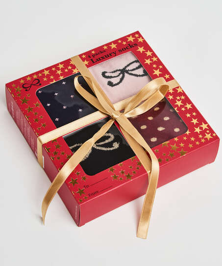 Coffret cadeau 4 paires de chaussettes, Rose