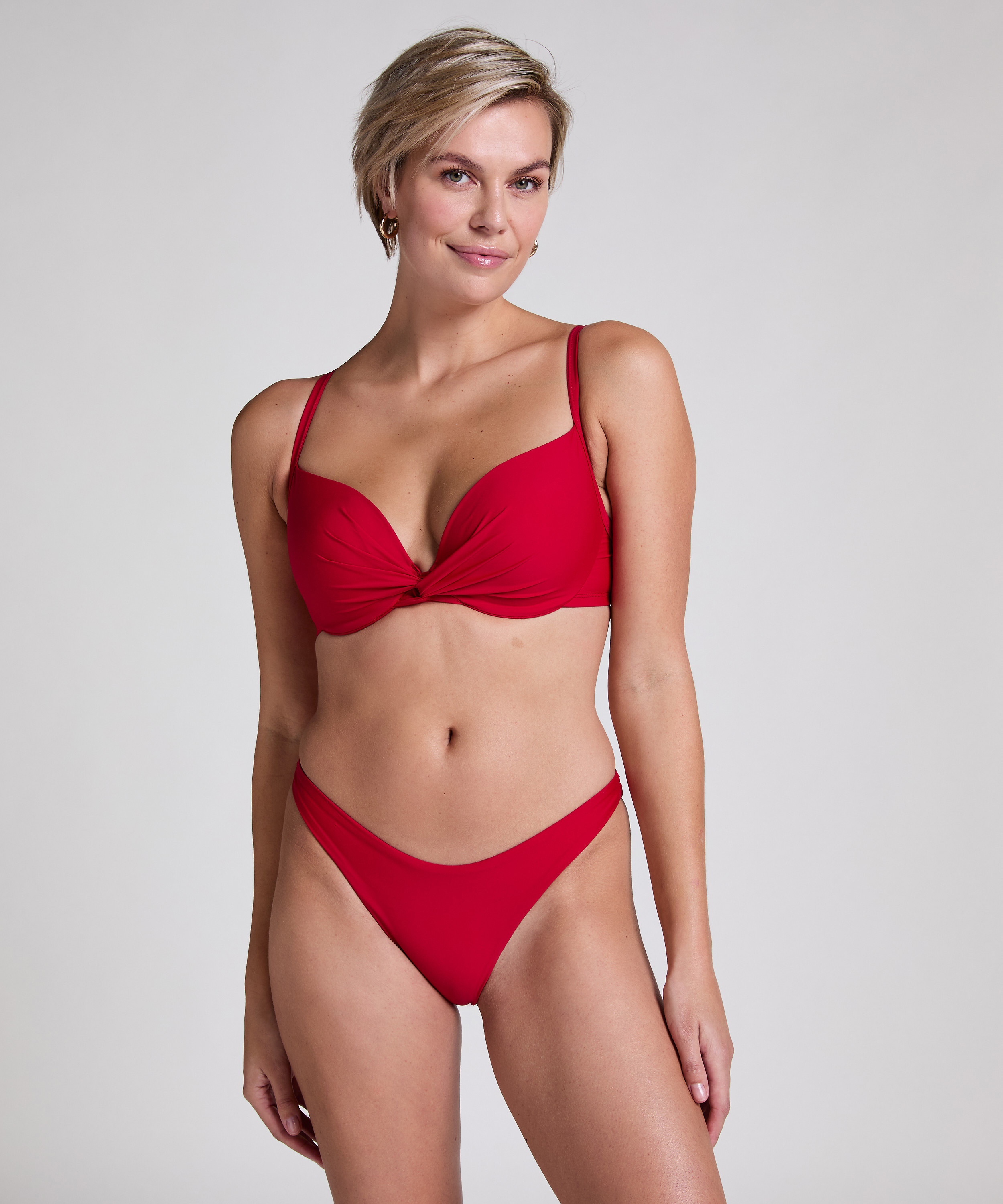 Slip de Bikini Échancrés Luna, Rouge, main