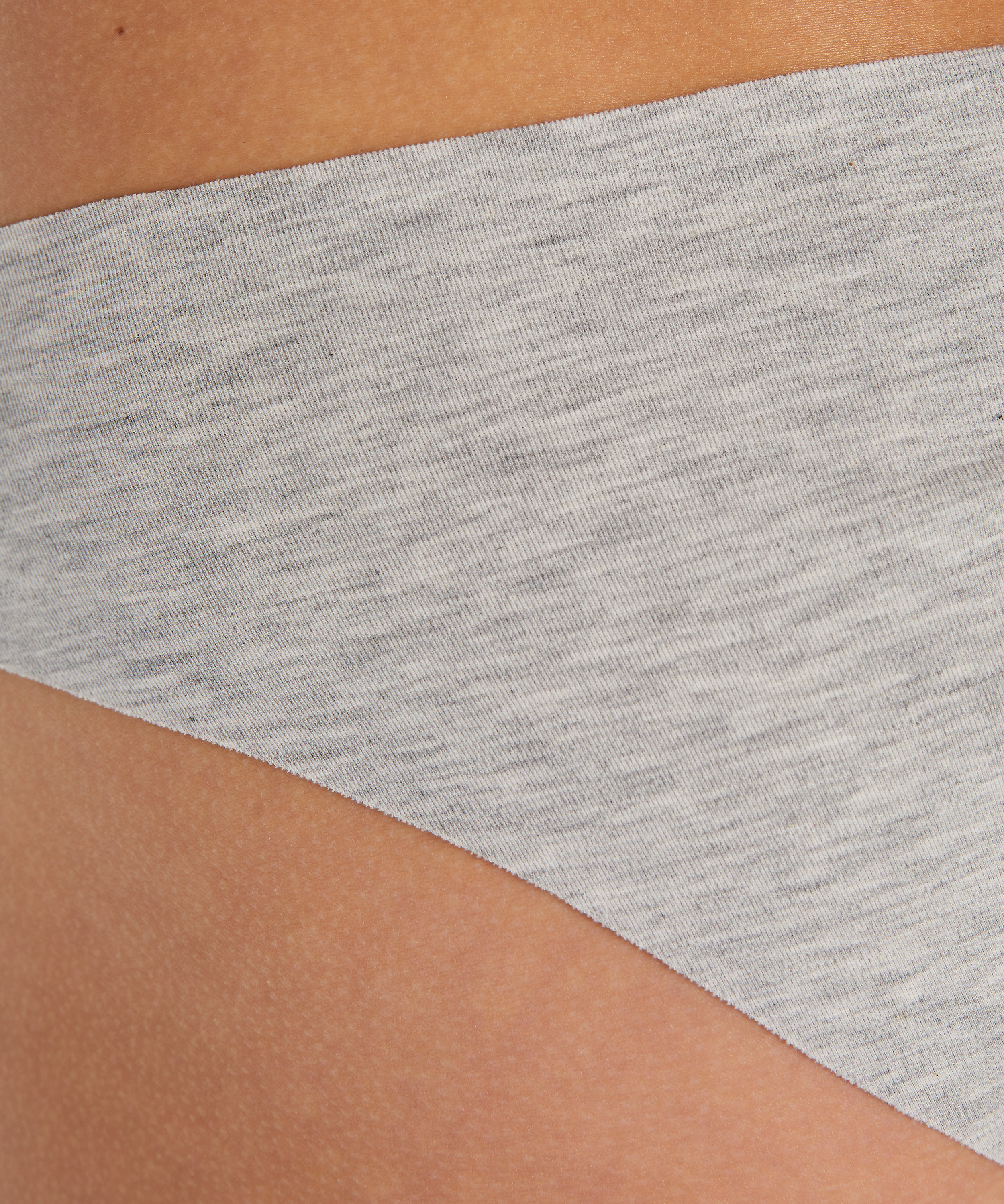 Slip brésilien invisible en coton, Gris, main