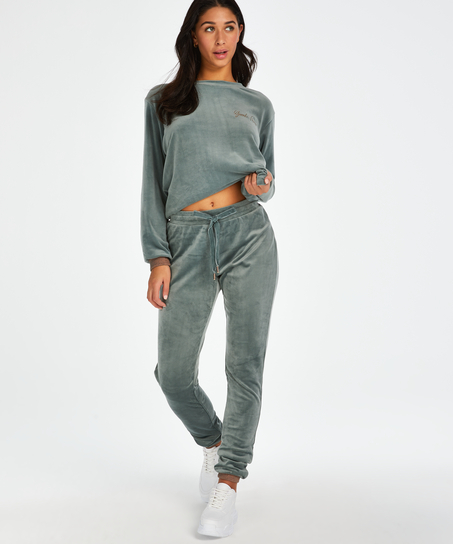 Pantalon de jogging en velours long, Vert