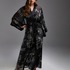 Kimono long chiffon lotus, Noir
