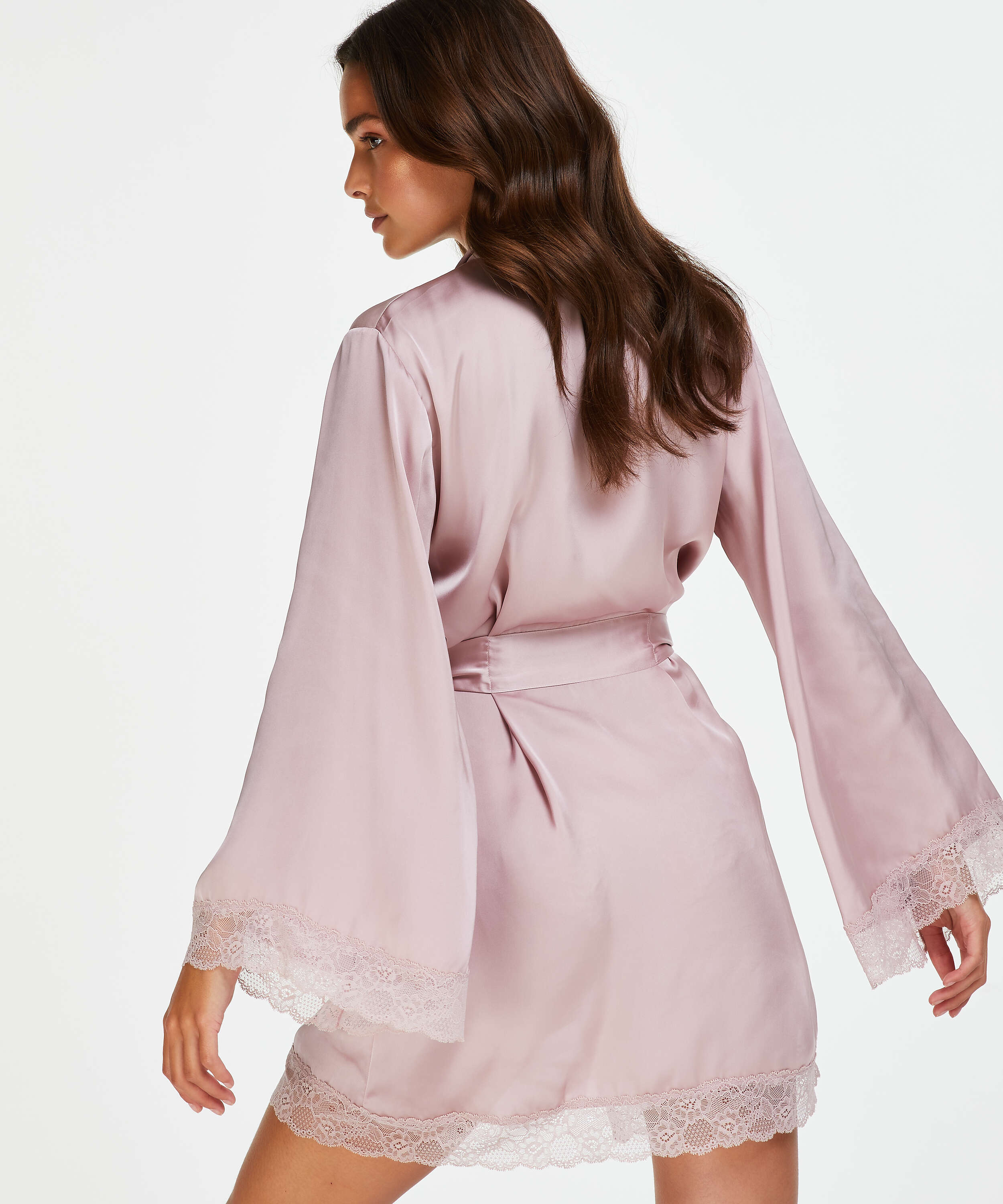 Petite Kimono Satin Meili, Rose, main