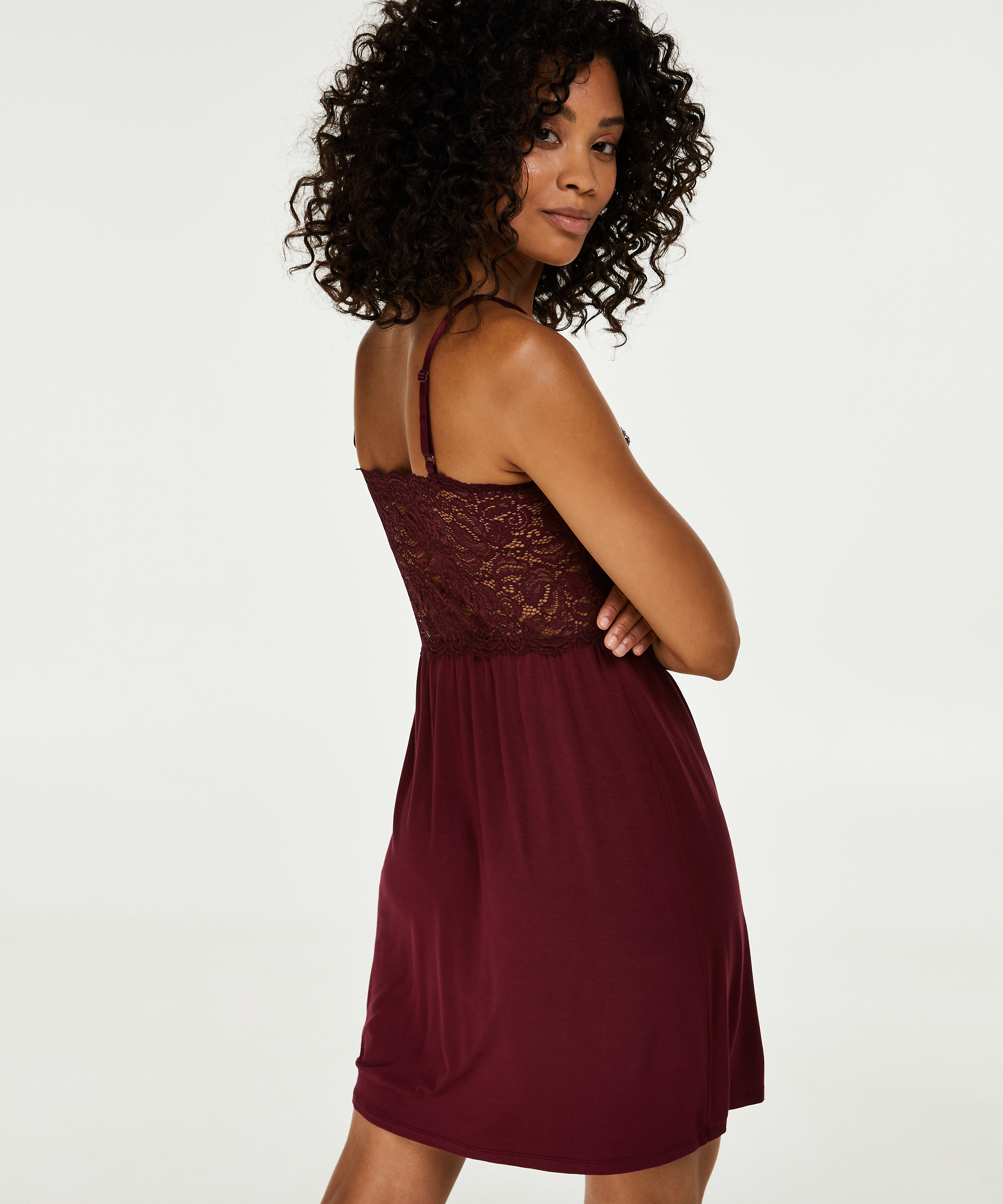 Nuisette Jersey lace, Rouge, main