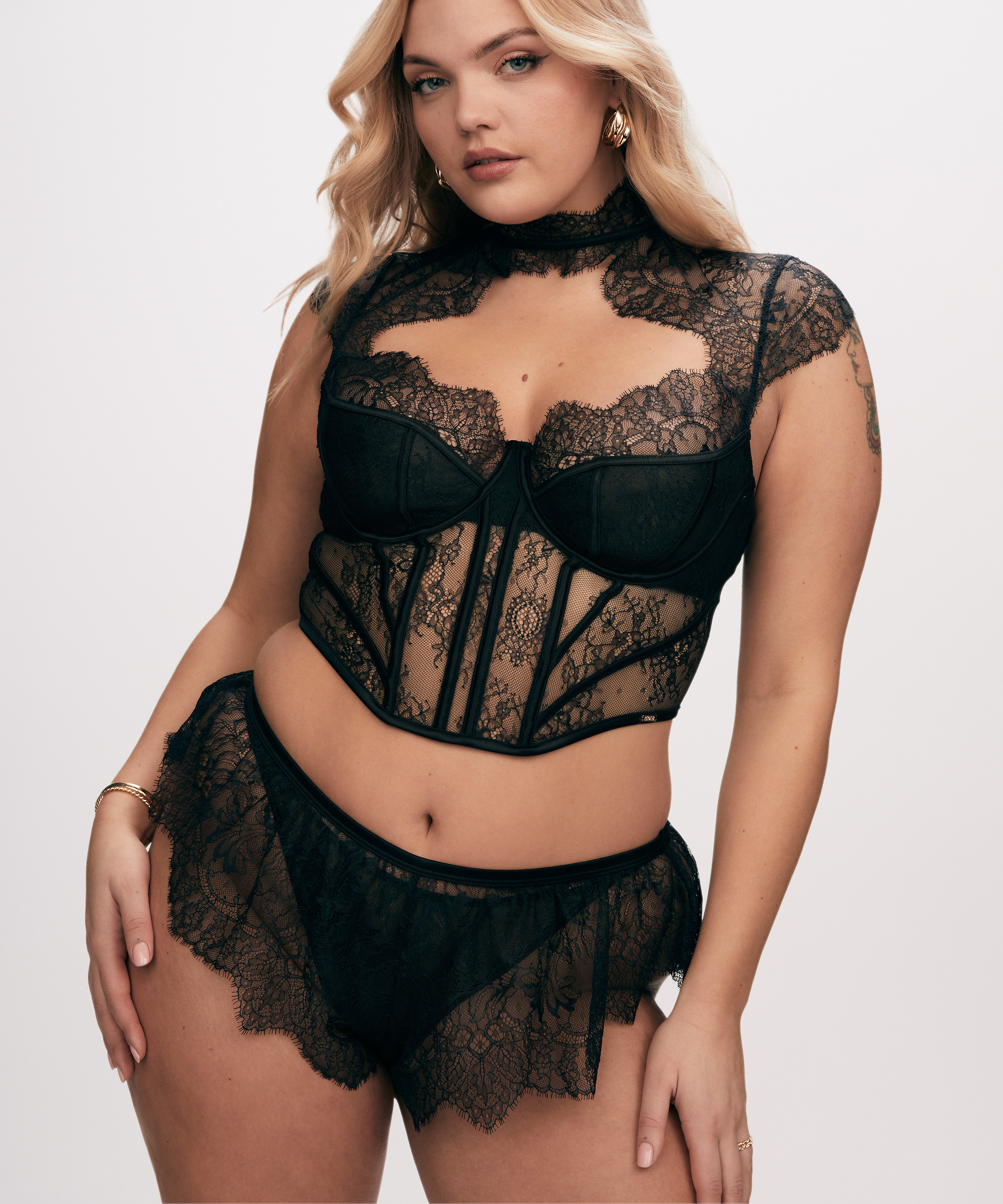 Haut tissé Lace Camille, Noir, main