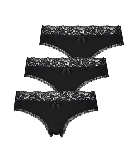 Lot de 3 culottes brésiliennes Dakota, Noir