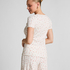 Haut à manches courtes en dentelle côtelée, Blanc