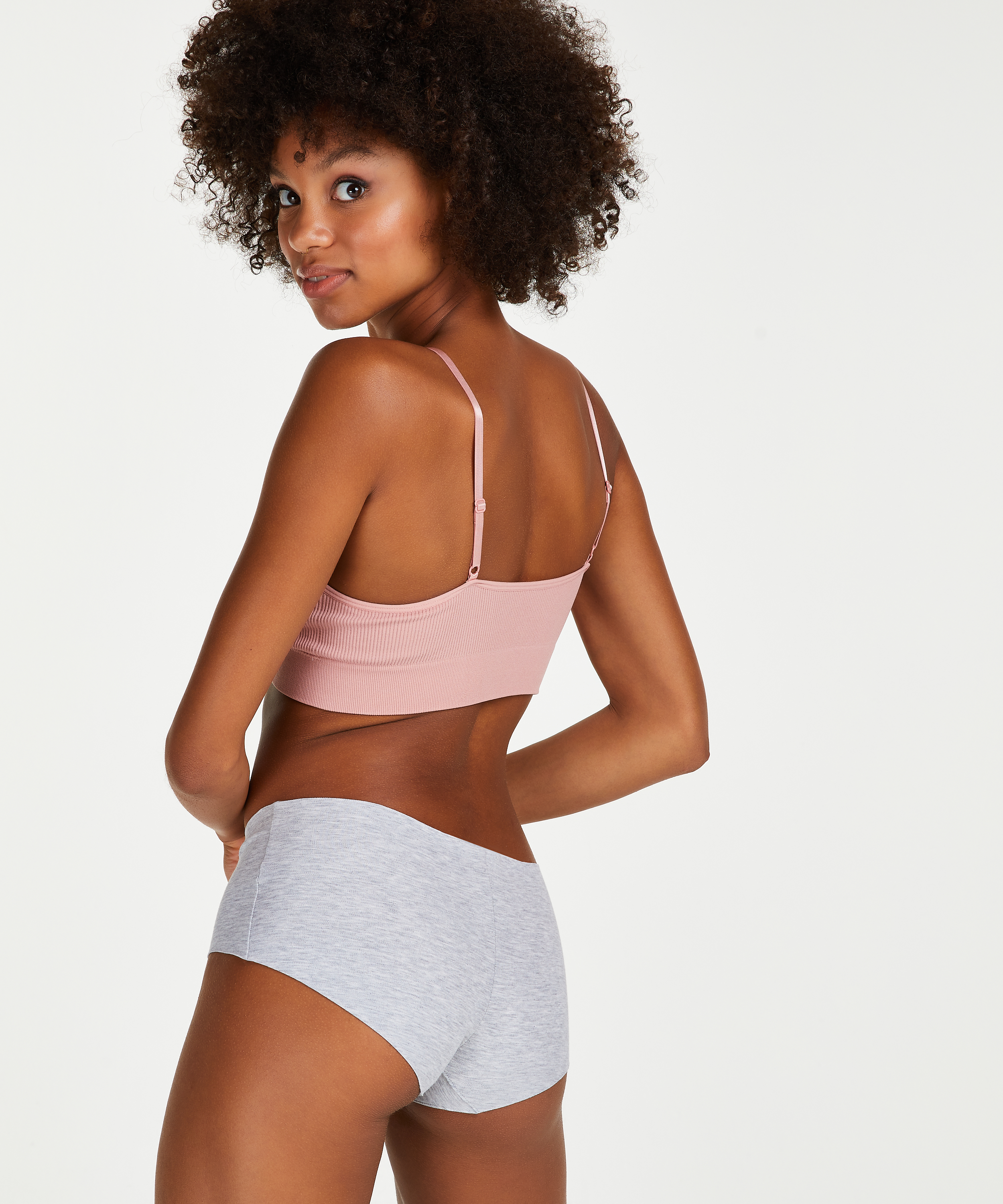 Boxer invisible en coton, Gris, main