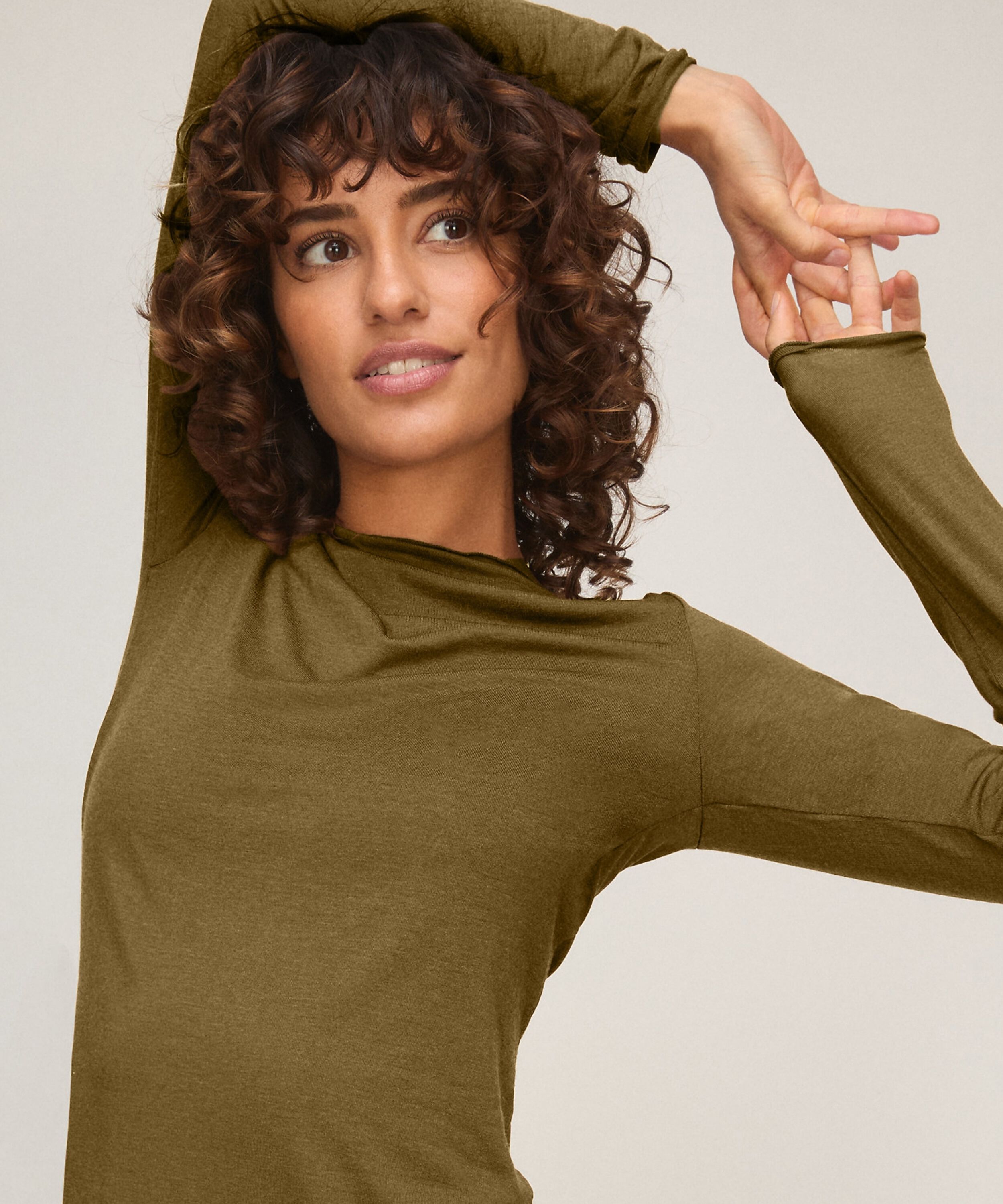 Haut avec cachemire à col bateau super soft, Vert