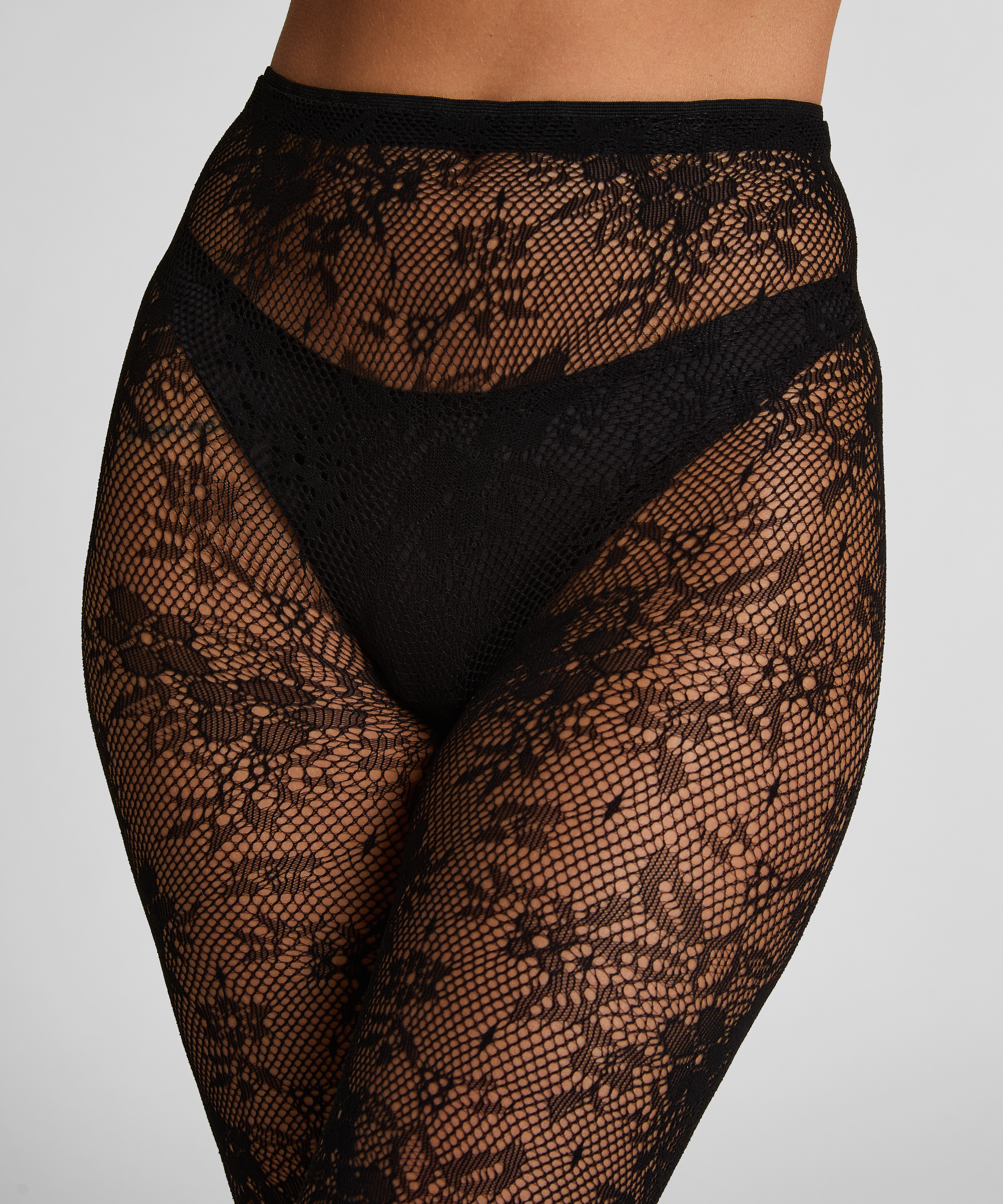 Collants Allover Lace, Noir, main