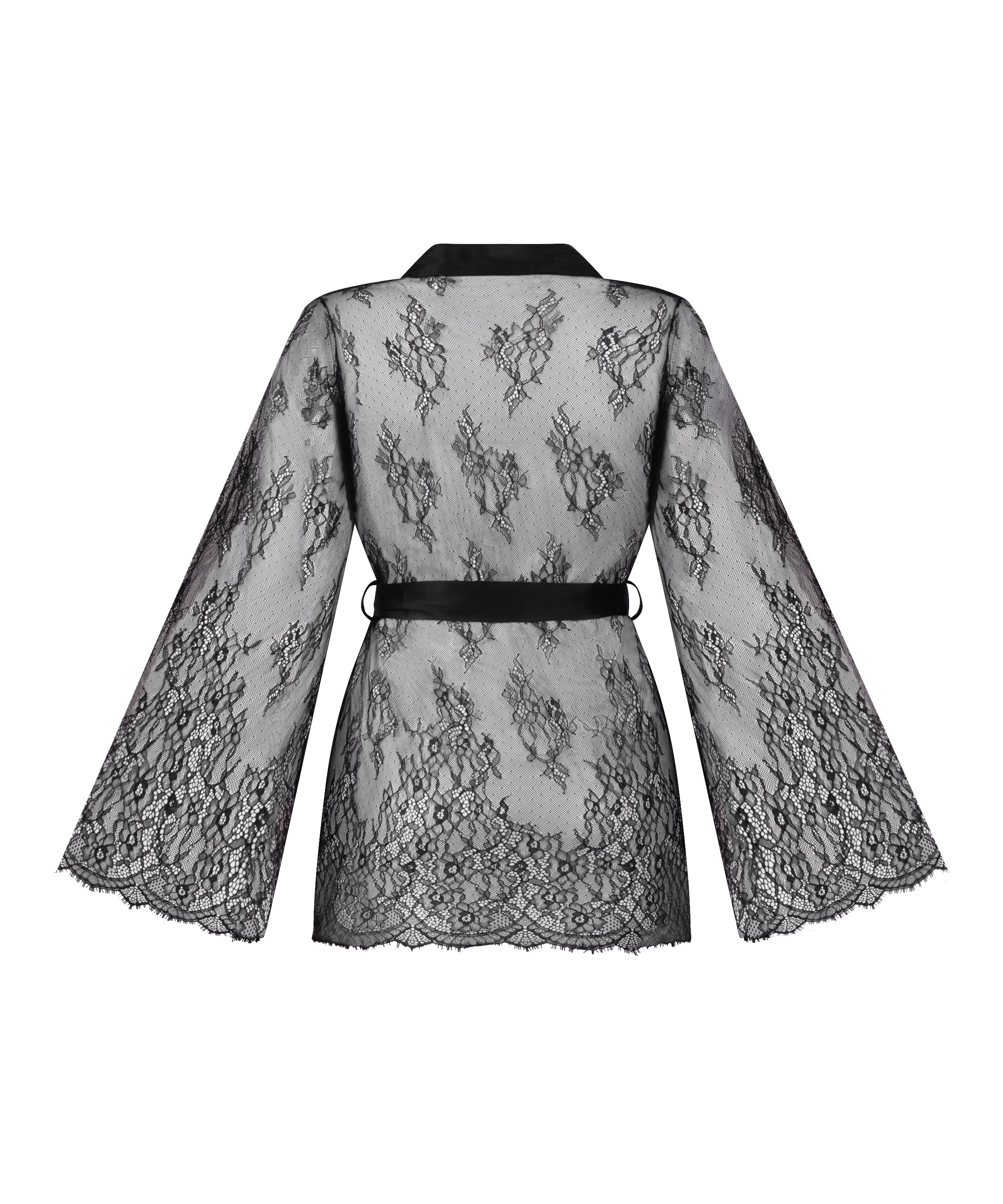 Kimono tout en dentelle, Noir, main