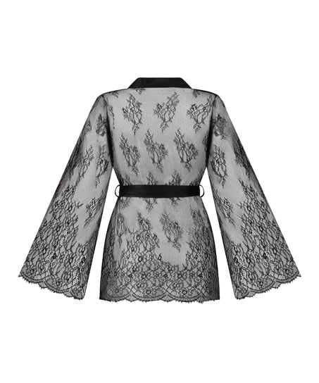 Kimono tout en dentelle, Noir