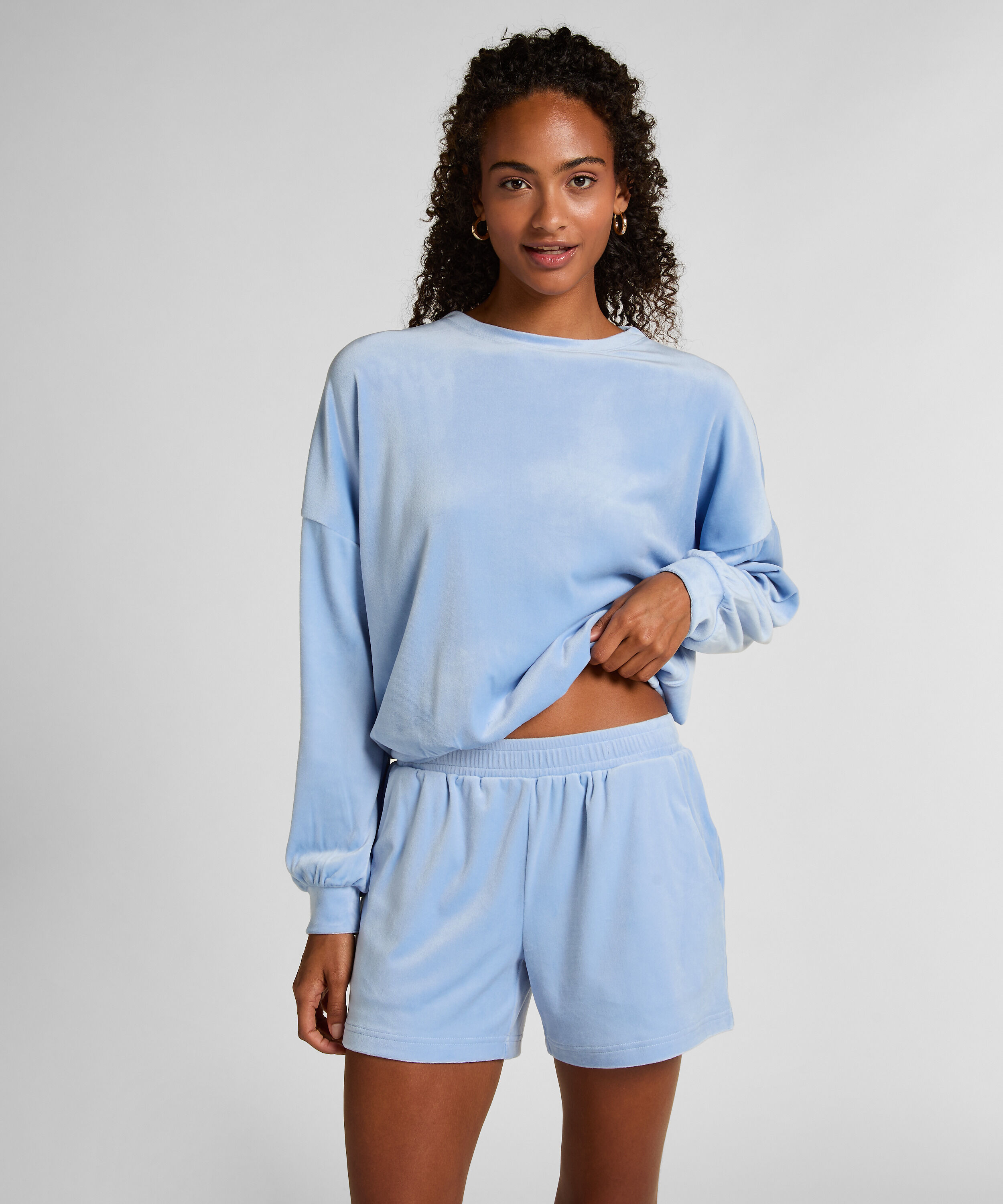 Short Velours Pocket, Bleu