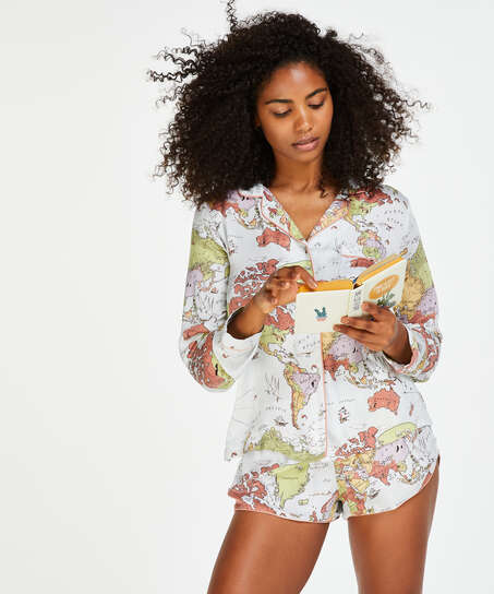 Veste de pyjama manches longues, Bleu