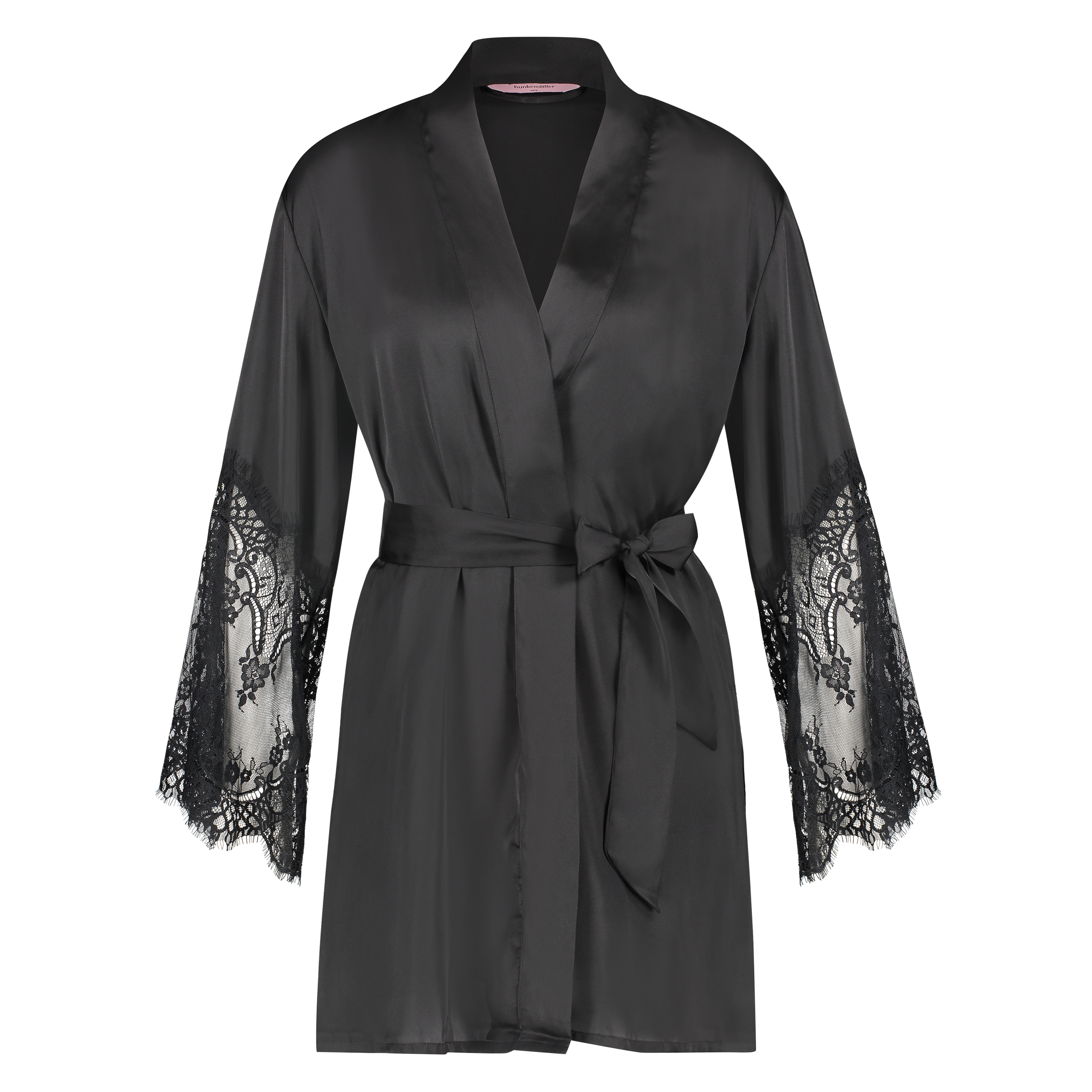 Kimono Lace Satin, Noir, main