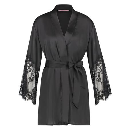 Kimono Lace Satin, Noir