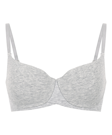 Soutien-gorge à armatures rembourré en coton, Gris