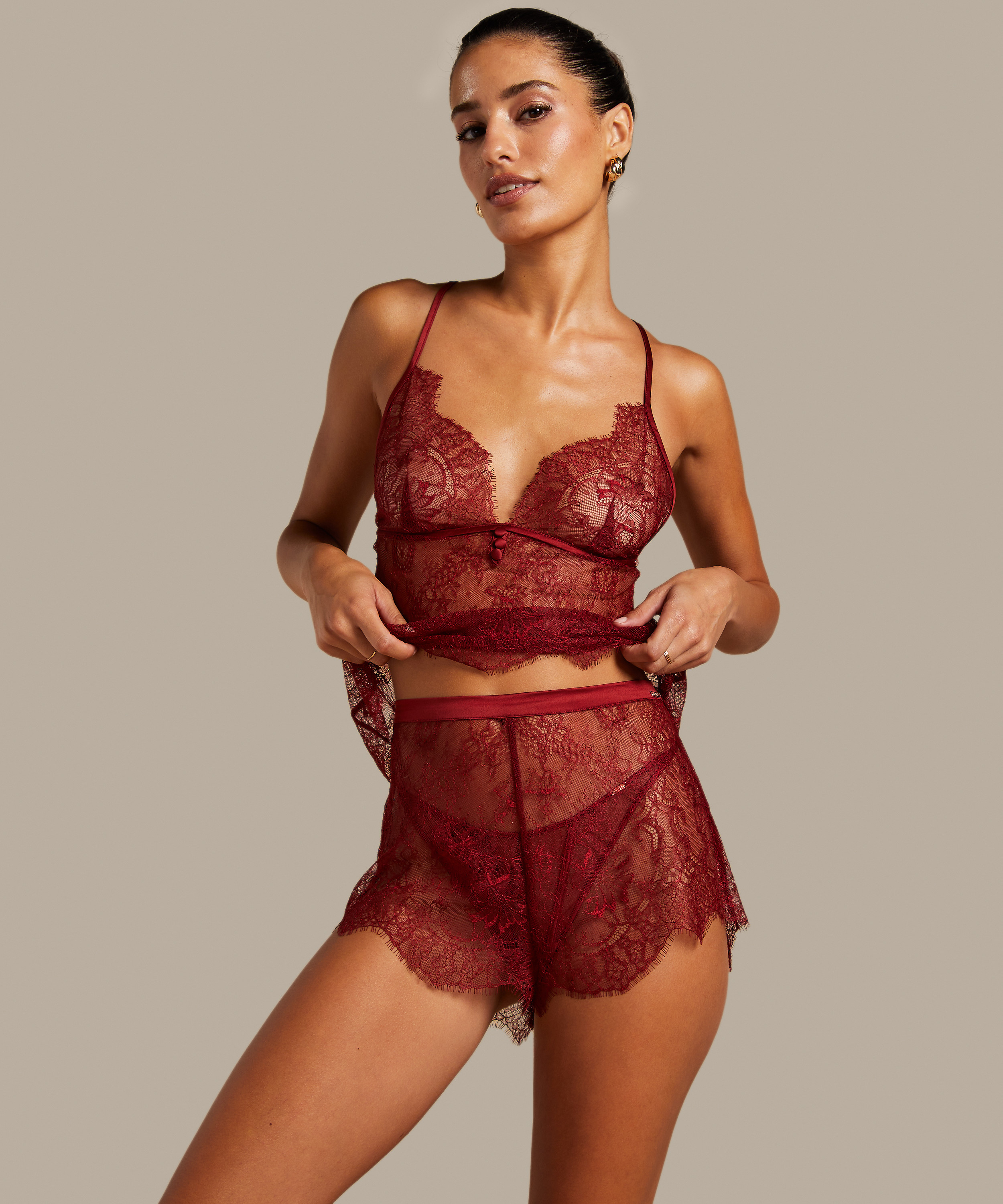 Shorts Lace Delphine, Rouge, main