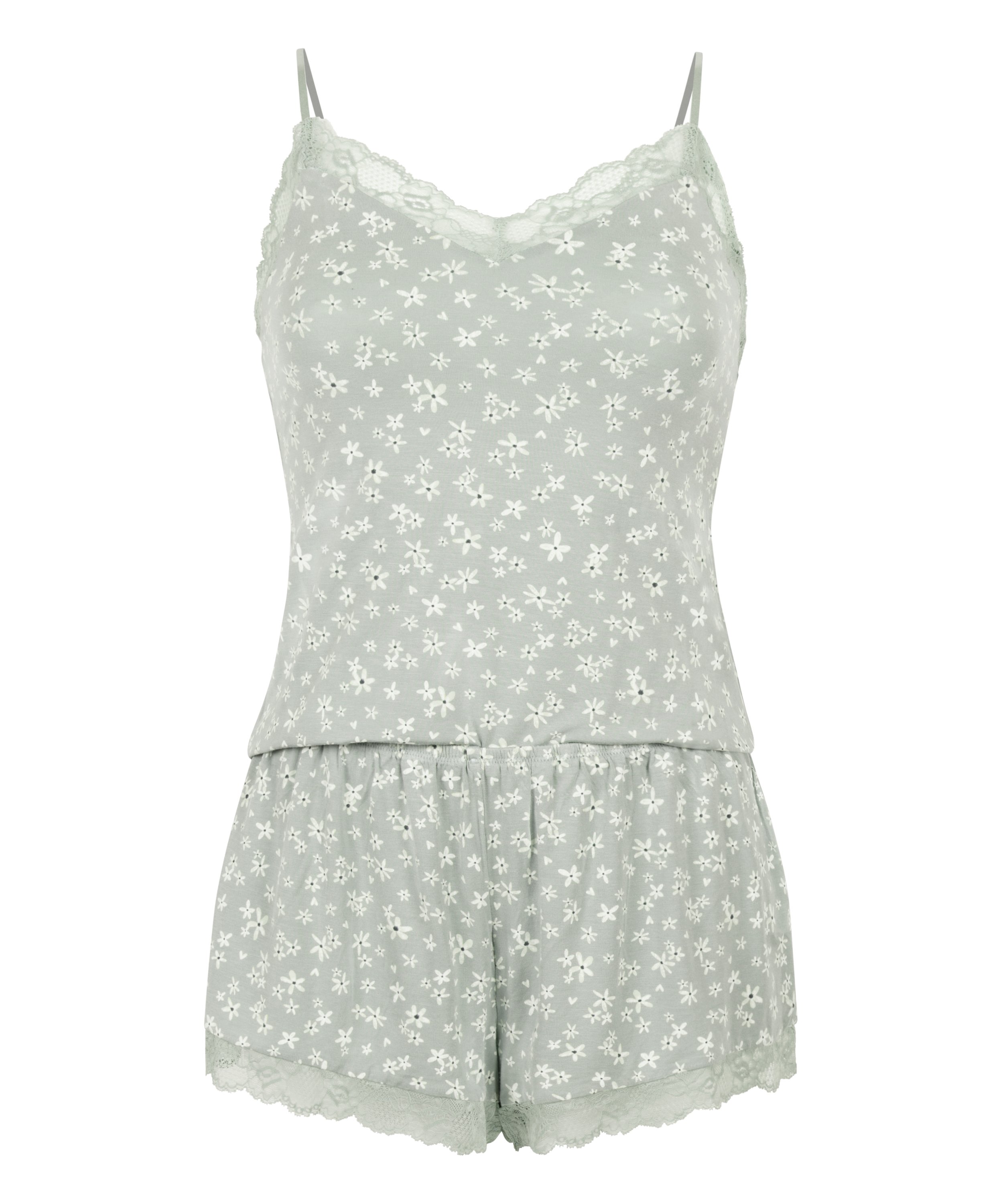 Ensemble de pyjama Jersey avec dentelle, Vert, main