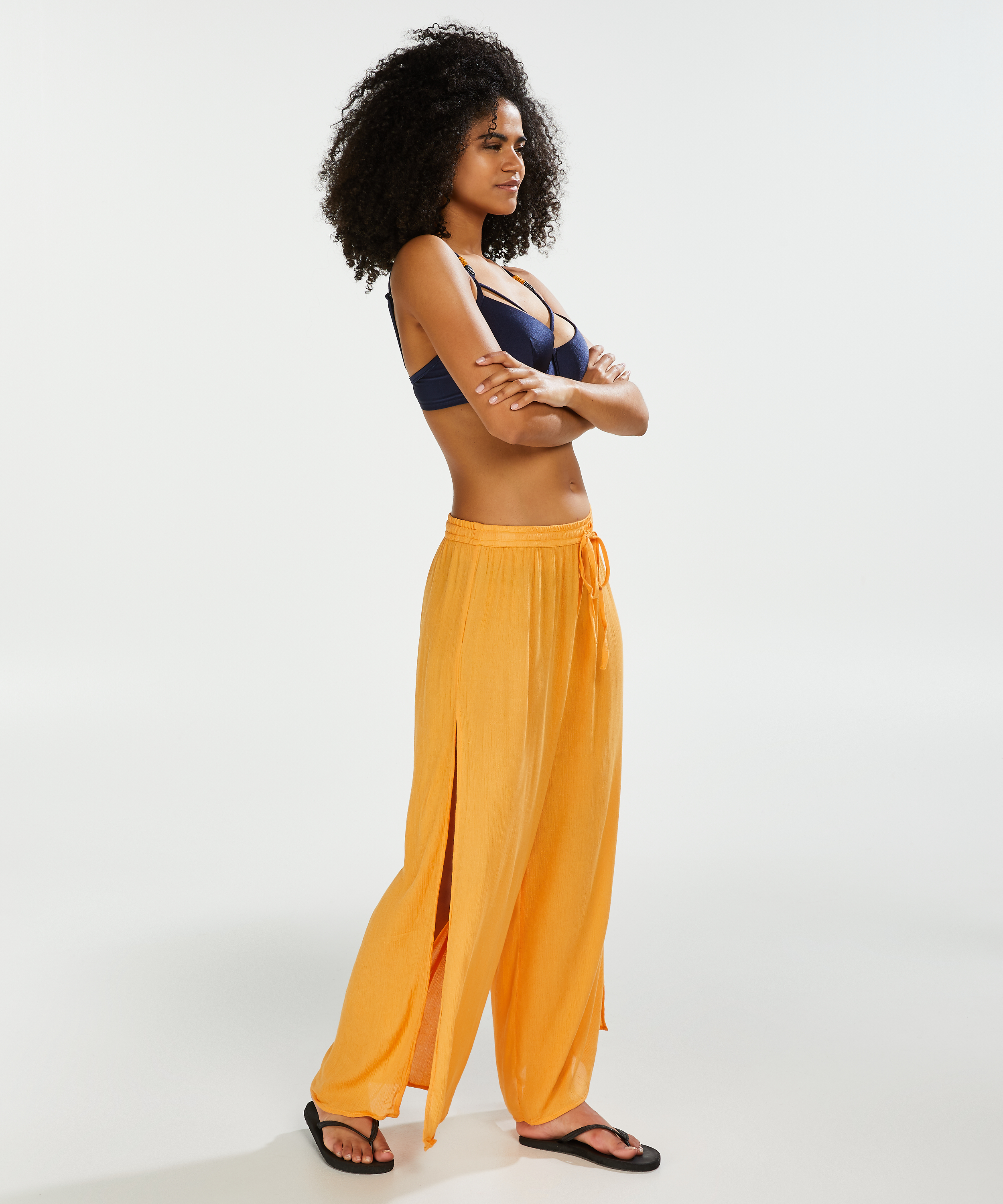 Pantalon Palazzo, Jaune, main