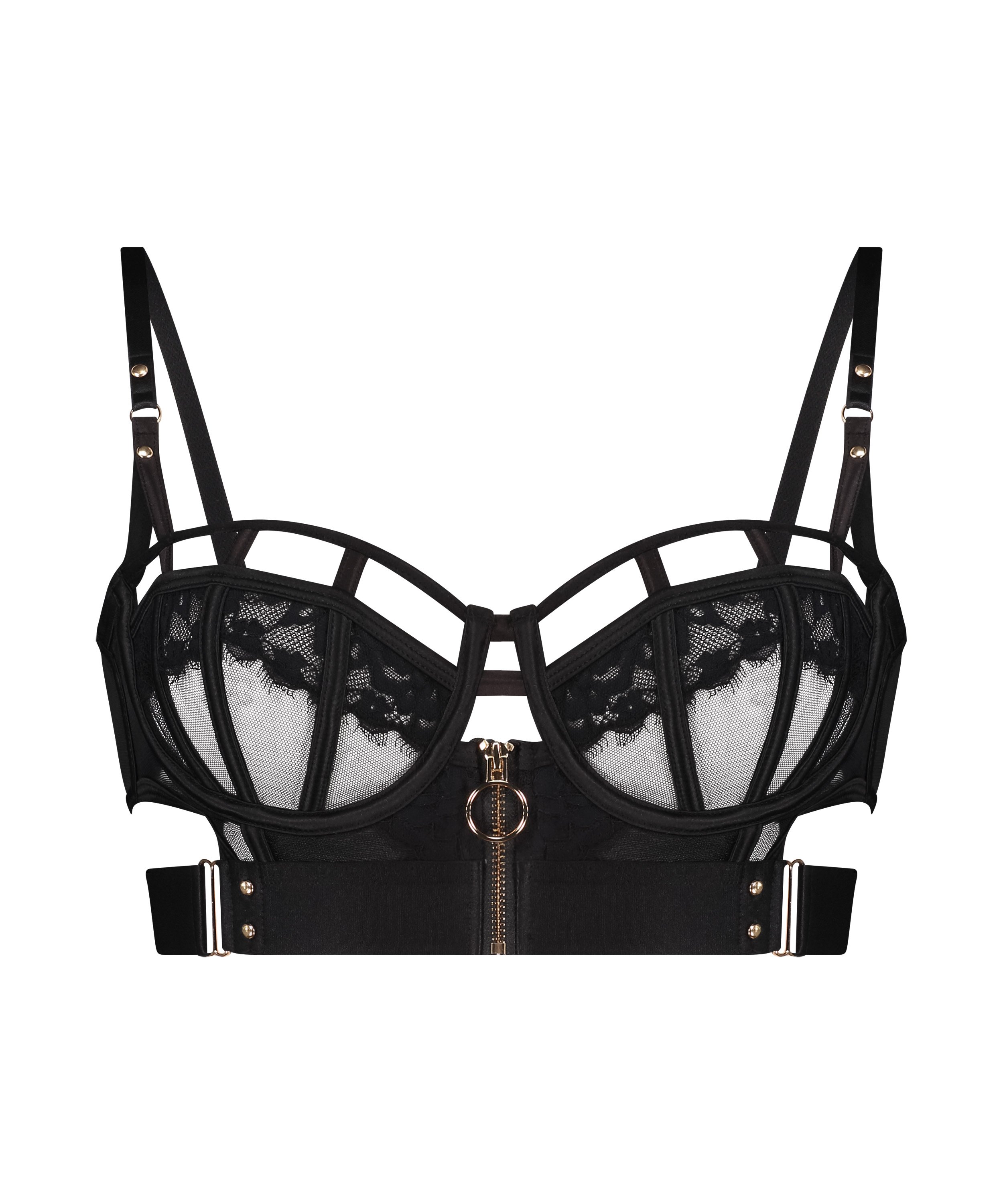 Soutien-gorge à armatures non-préformé longline Sable, Noir, main