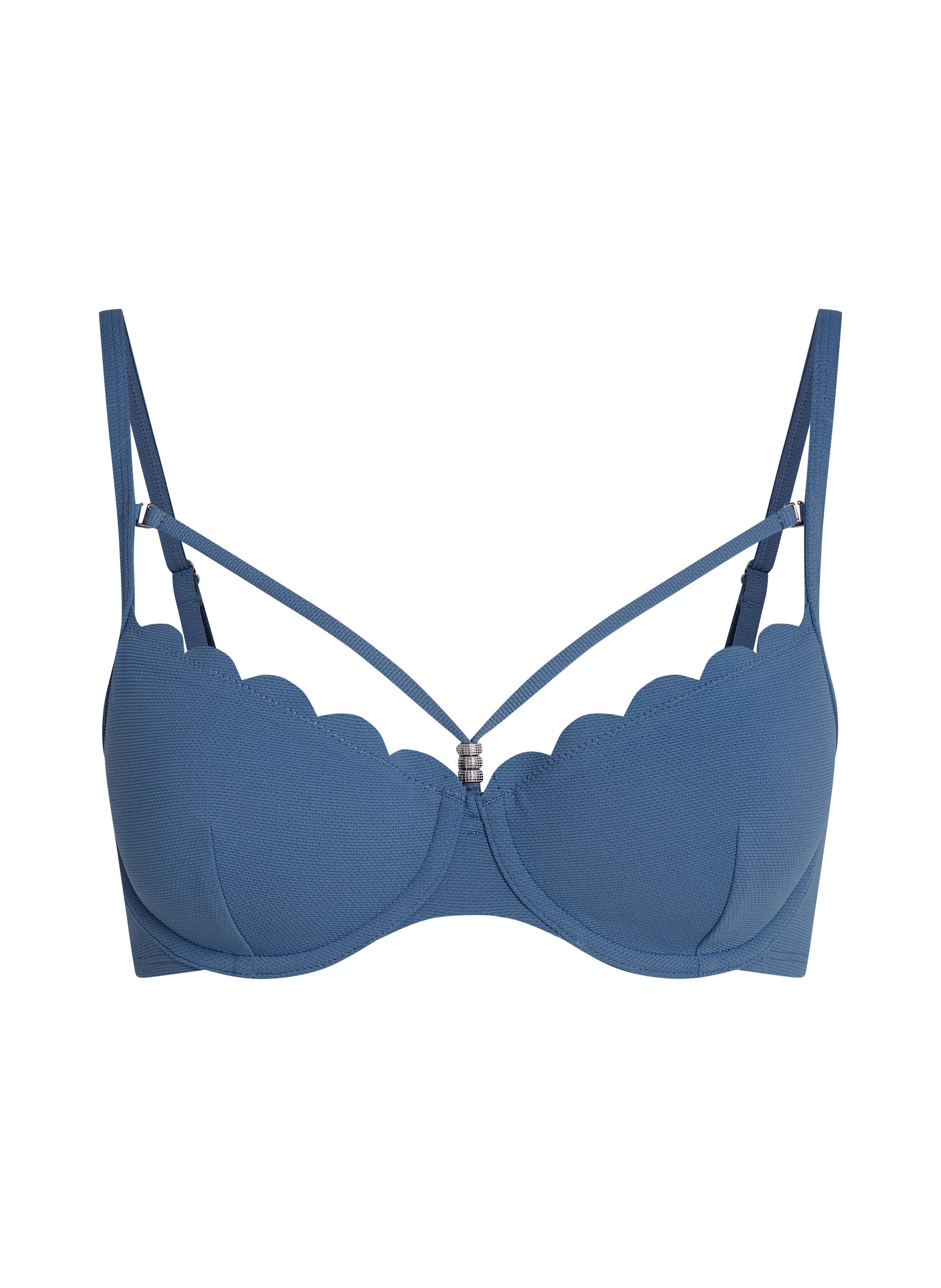 Haut de bikini pr&eacute;form&eacute; &agrave; armatures Scallop, Bleu