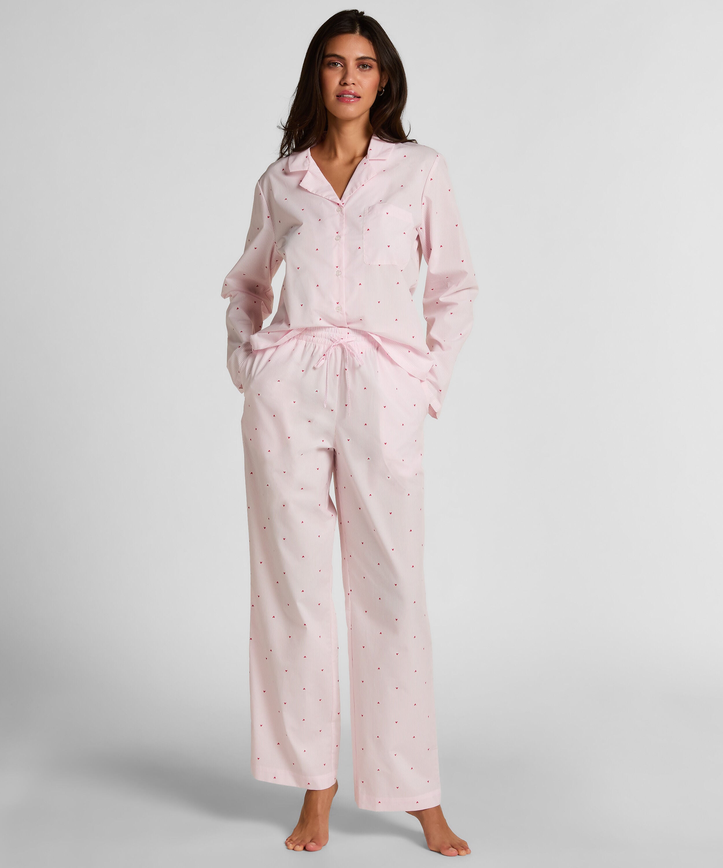 Pantalon Cotton Stripe Heart, Blanc Pantalon Cotton Stripe Heart, Blanc
