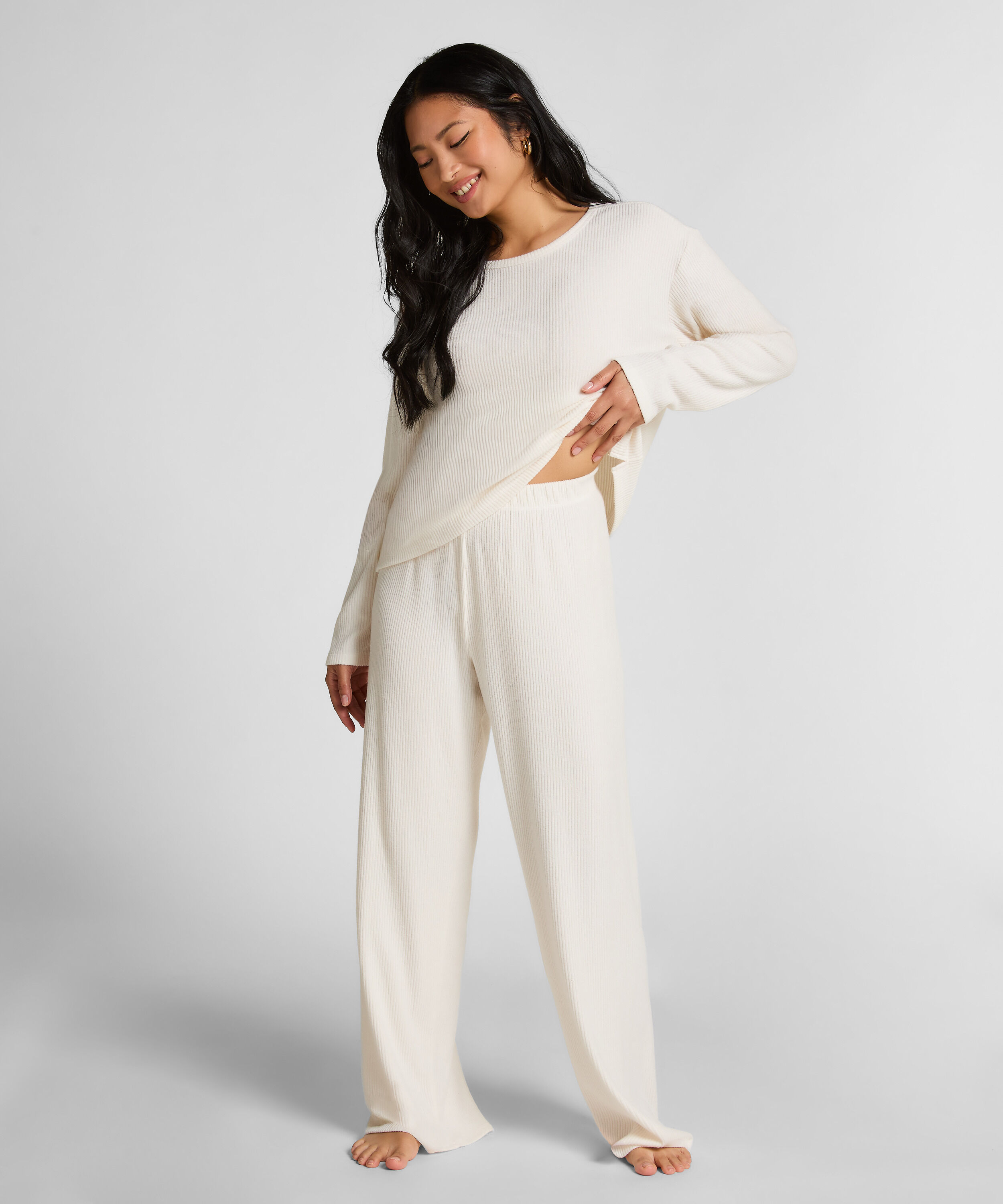 Pantalon Brushed Jersey, Blanc Pantalon Brushed Jersey, Blanc