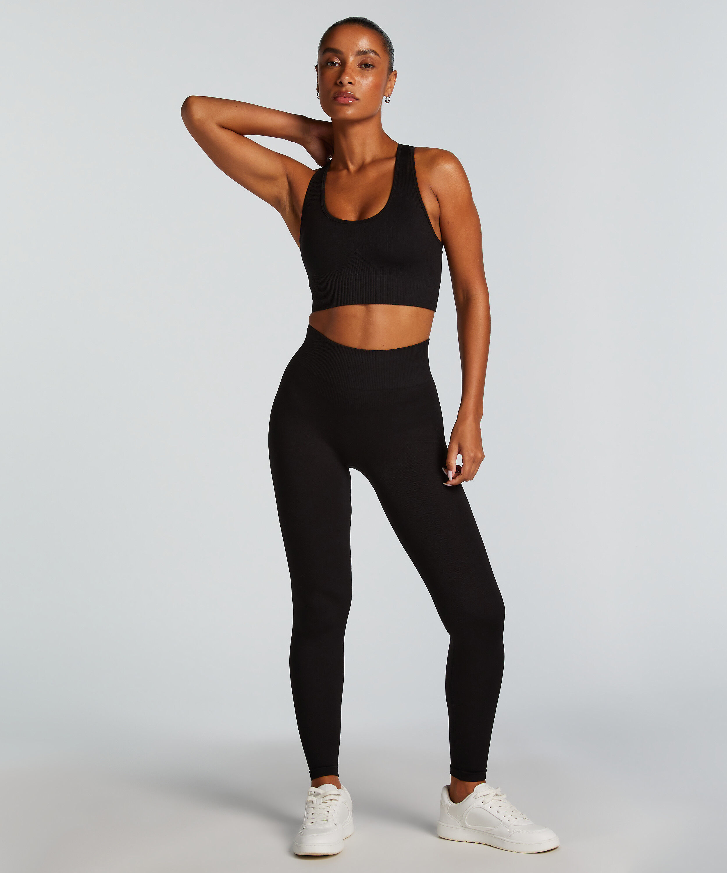 Legging de sport sans coutures taille haute HKMX, Noir