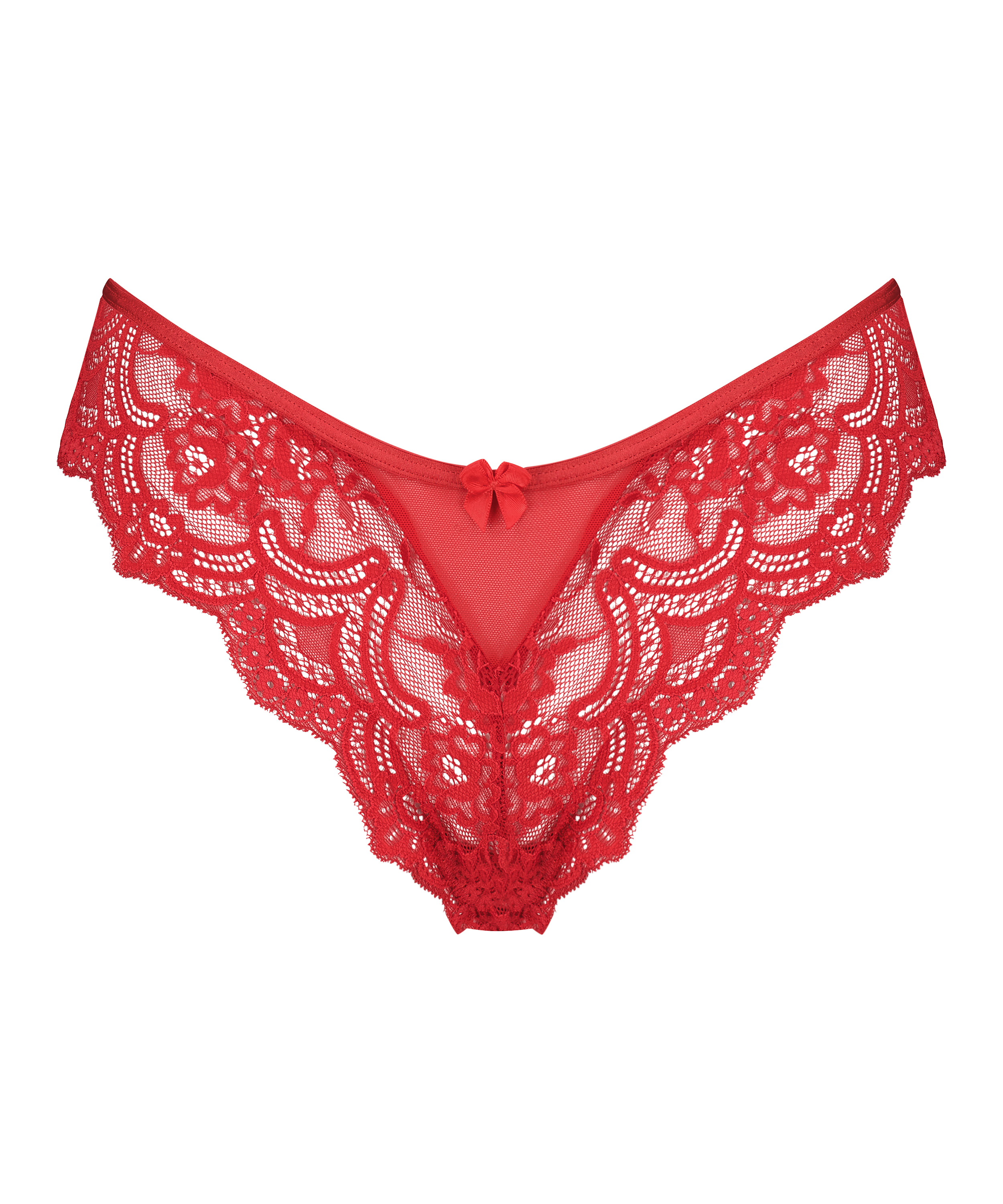 Slip brésilien échancré Heather, Rouge, main