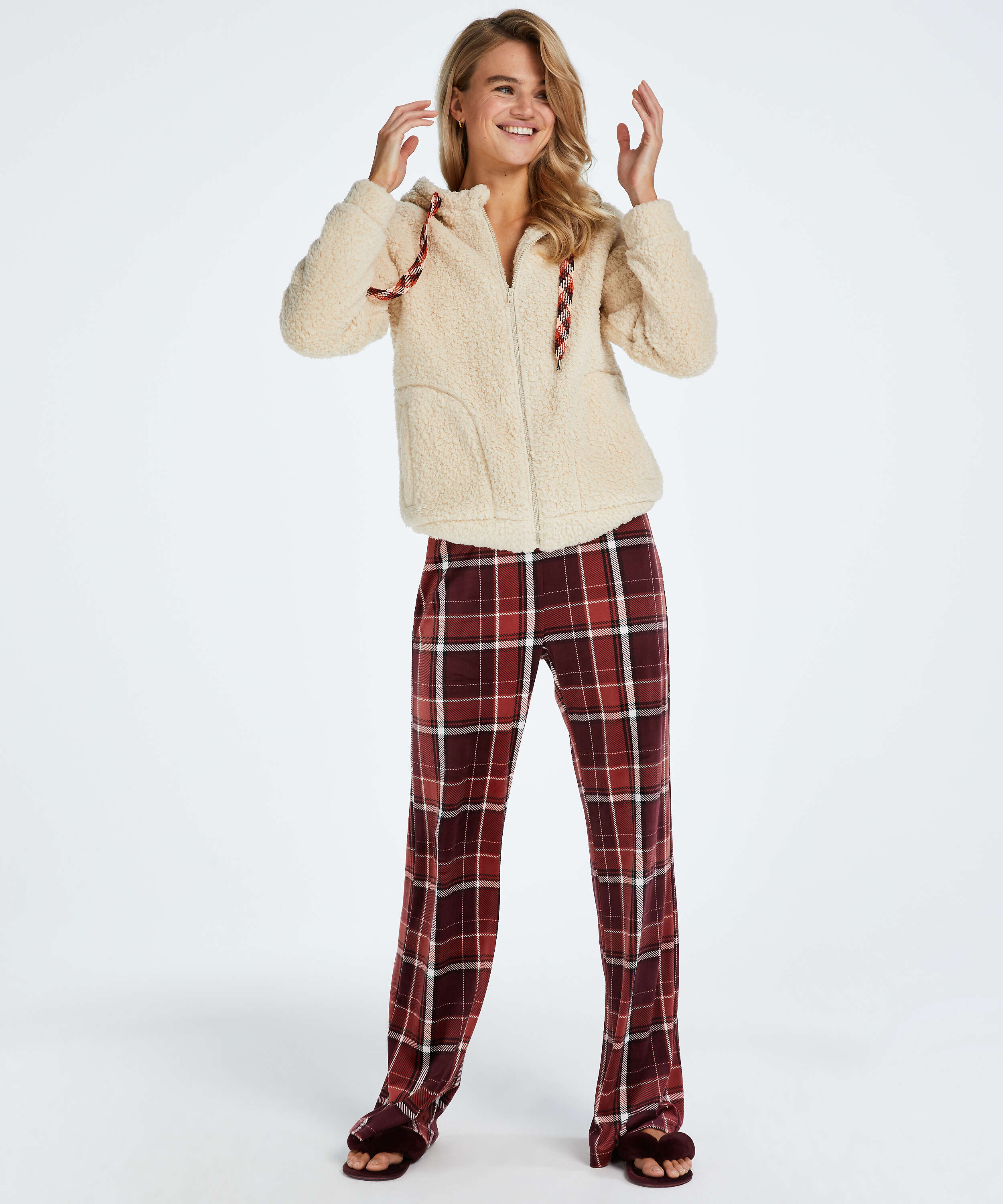 Tall Pantalon de pyjama Velours, Rouge, main