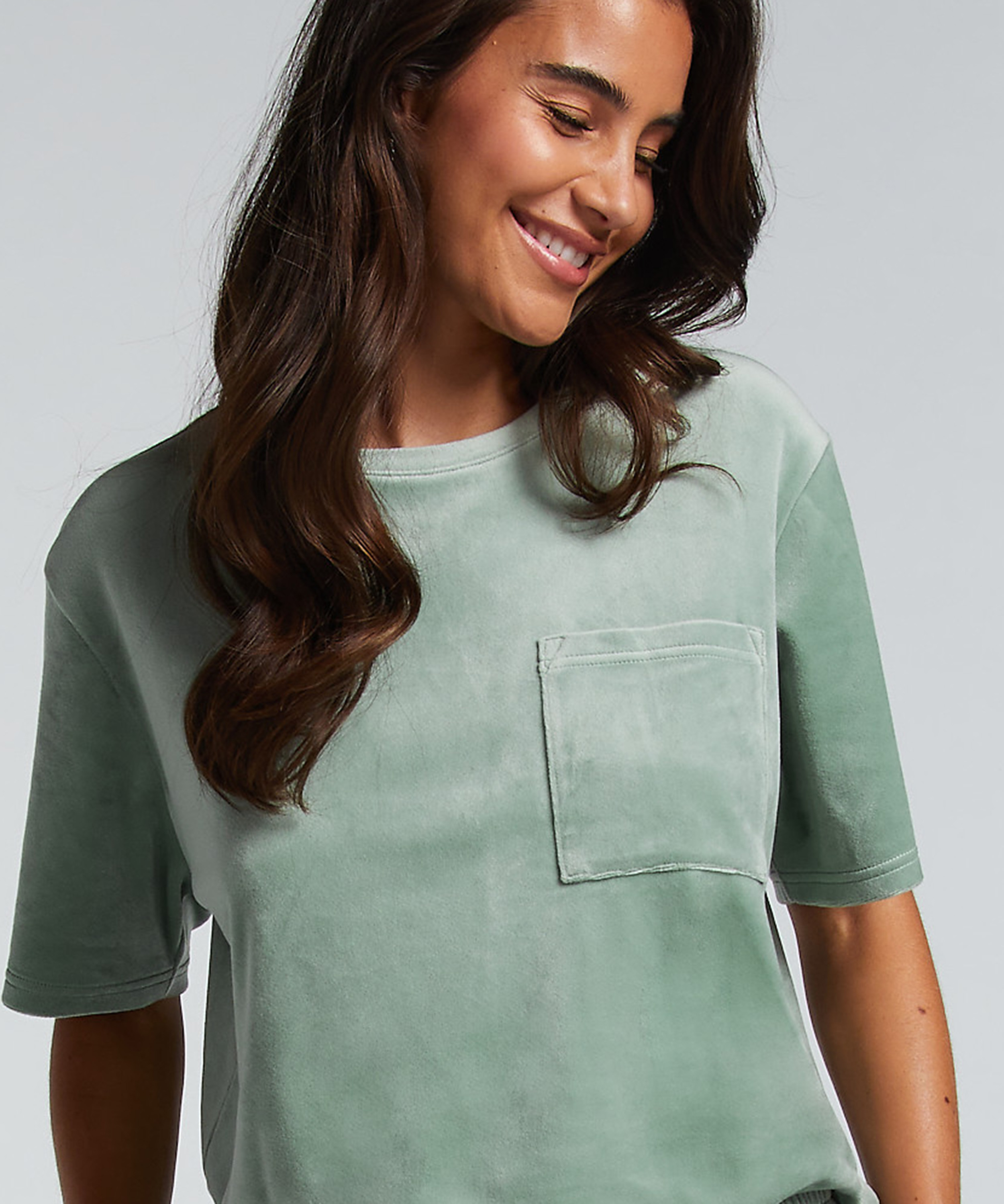 Top Velours Pocket, Vert, main