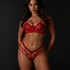 Slip brésilien ouvert taille haute Mitzy, Rouge