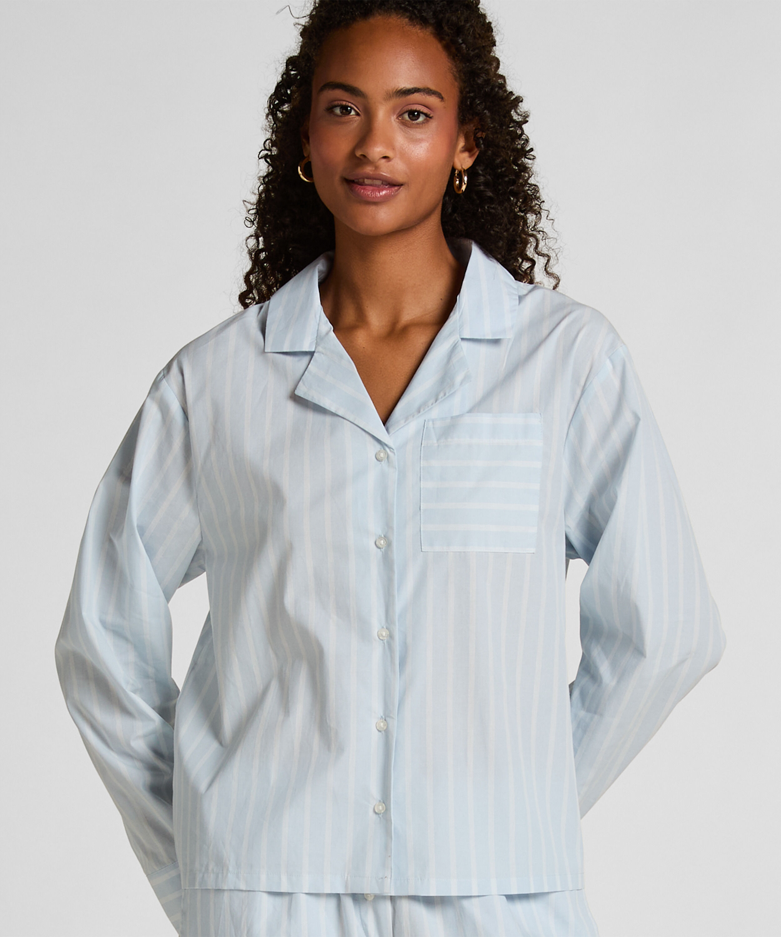Veste en coton tissé à rayures, Bleu Veste en coton tissé à rayures, Bleu