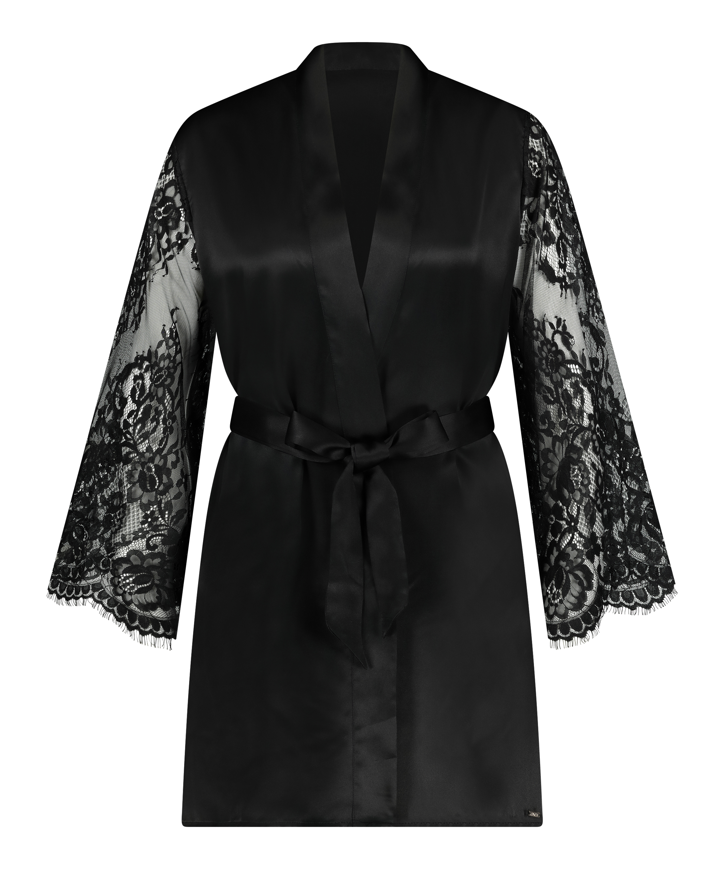 Kimono Soie Lace Sleeve, Noir, main