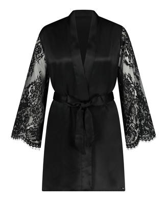 Kimono Soie Lace Sleeve, Noir