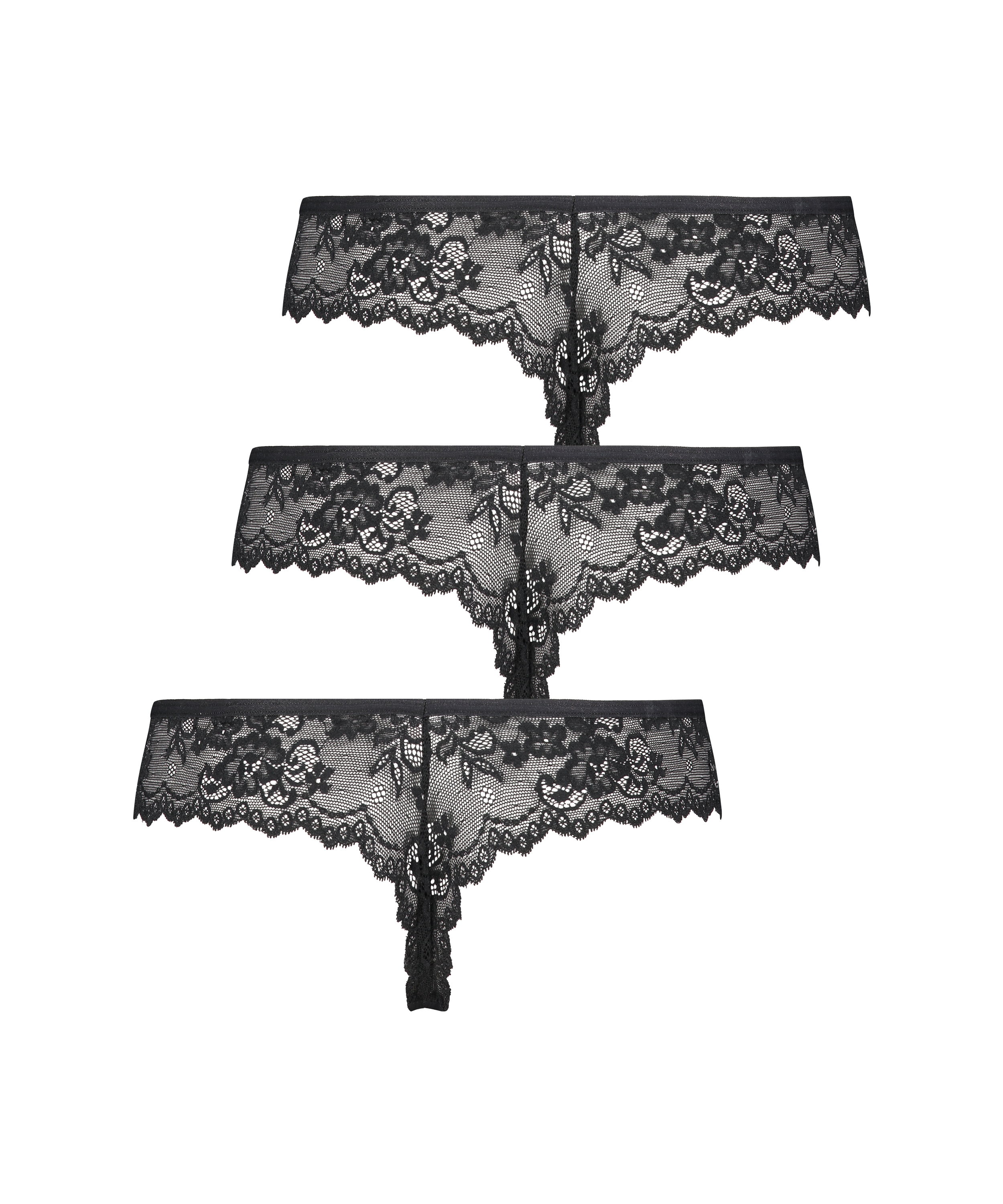 Lot de 3 strings invisibles, Noir, main