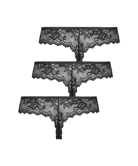 Lot de 3 strings invisibles, Noir