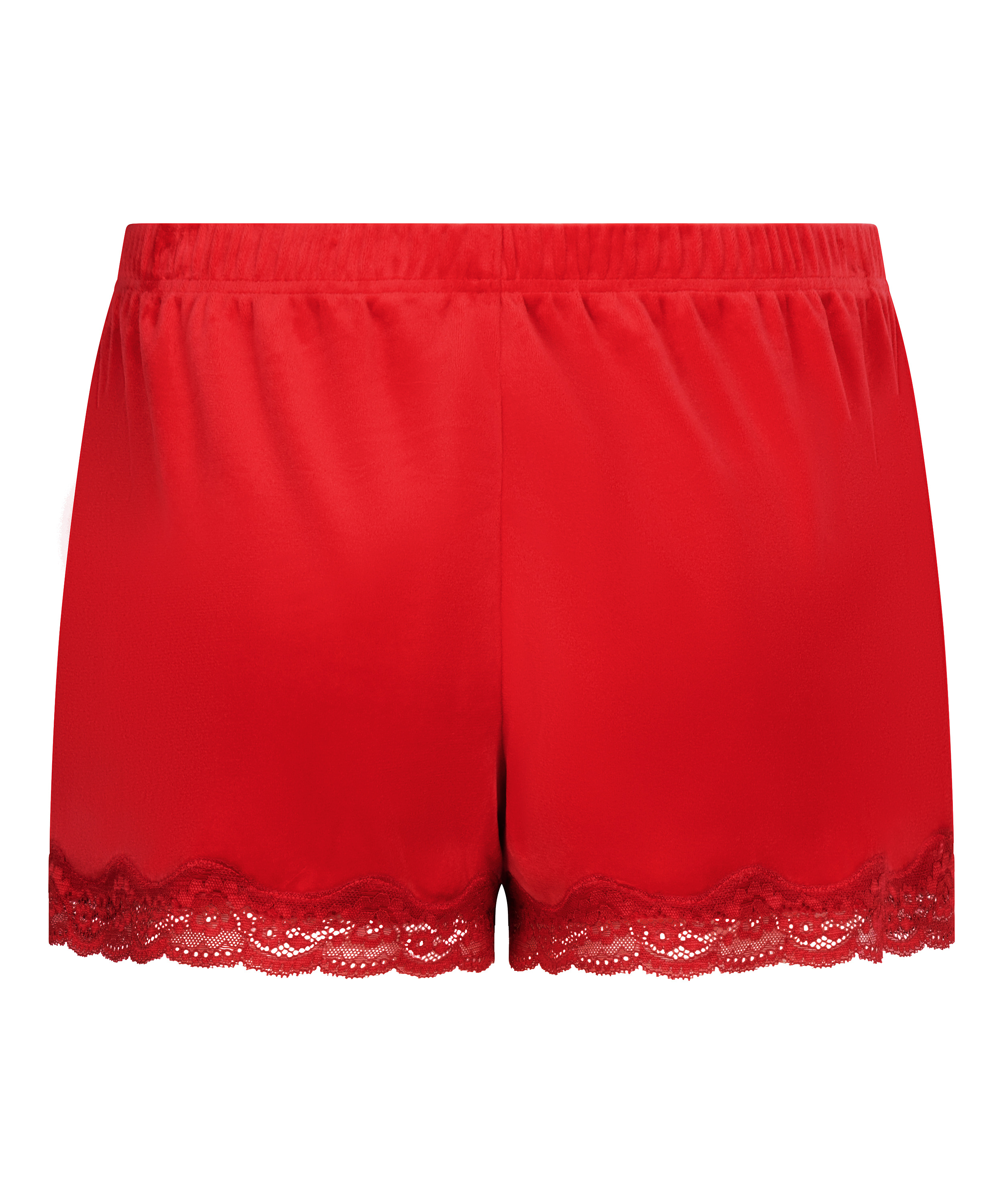 Short en velours à dentelle, Rouge, main