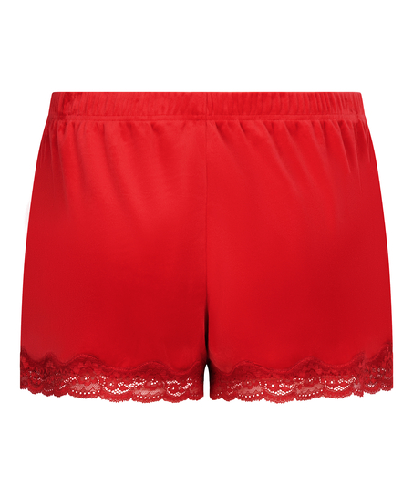 Short en velours à dentelle, Rouge