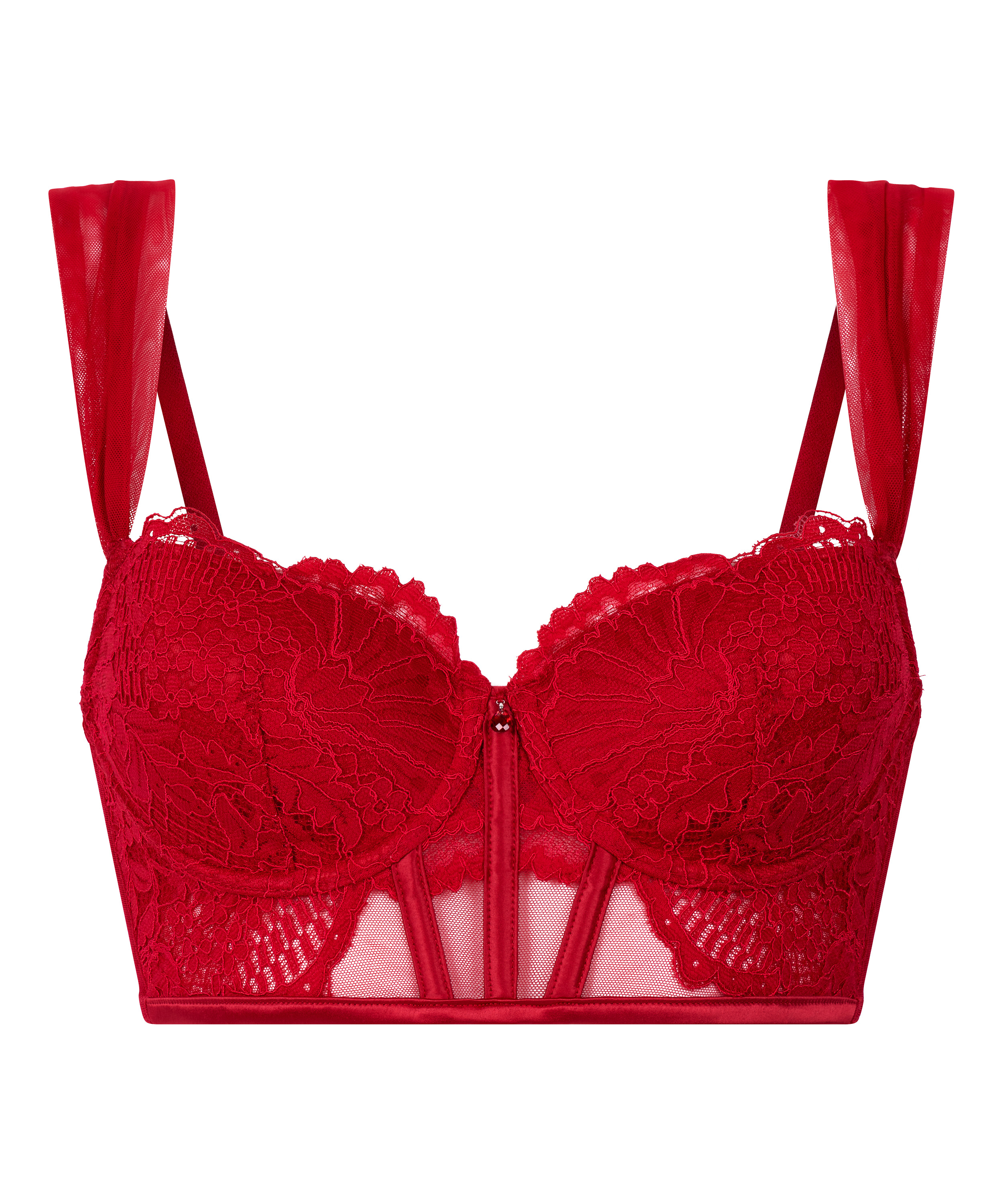 Soutien-gorge à armatures rembourré longline Whitney, Rouge, main