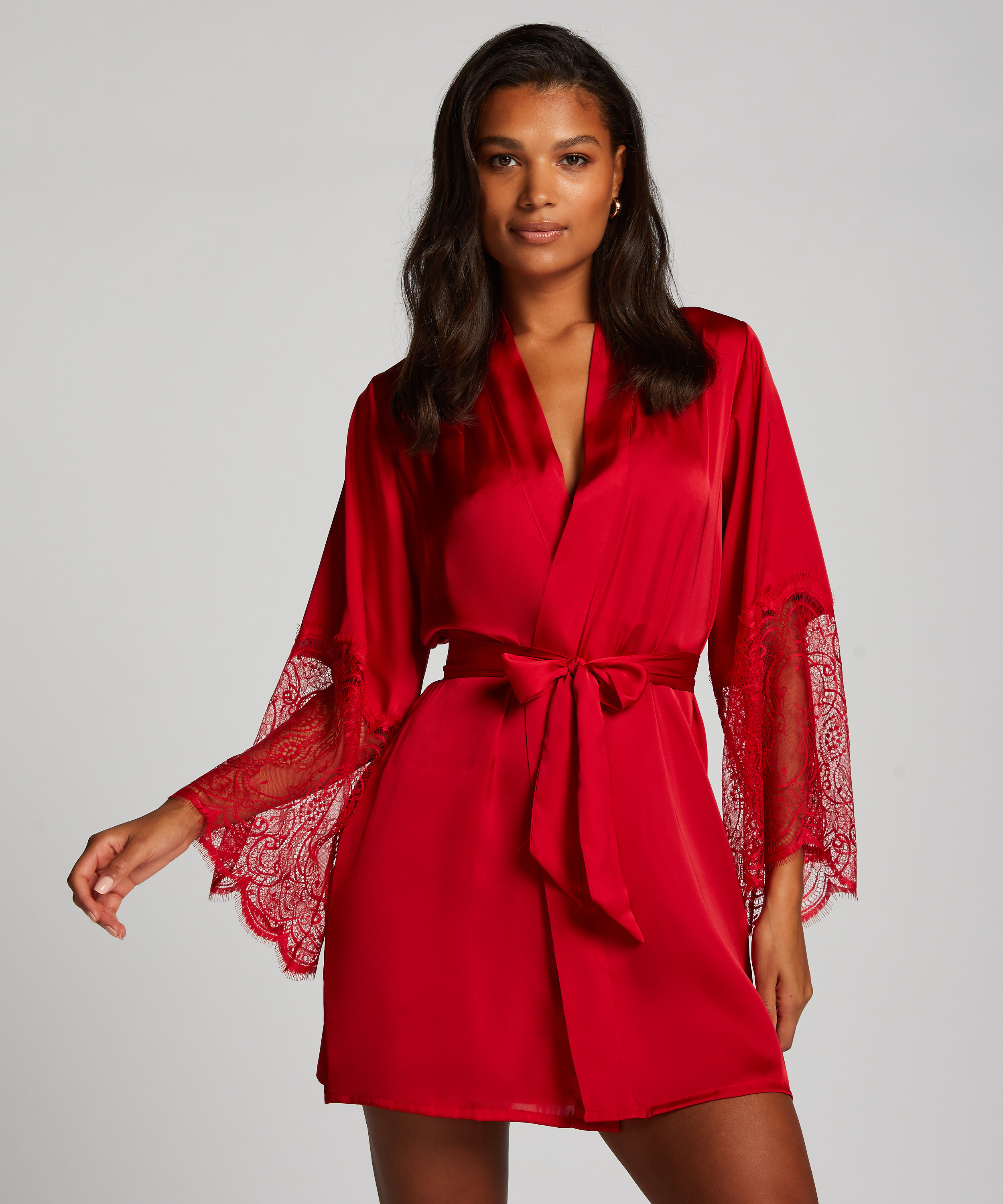 Kimono Satin, Rouge, main