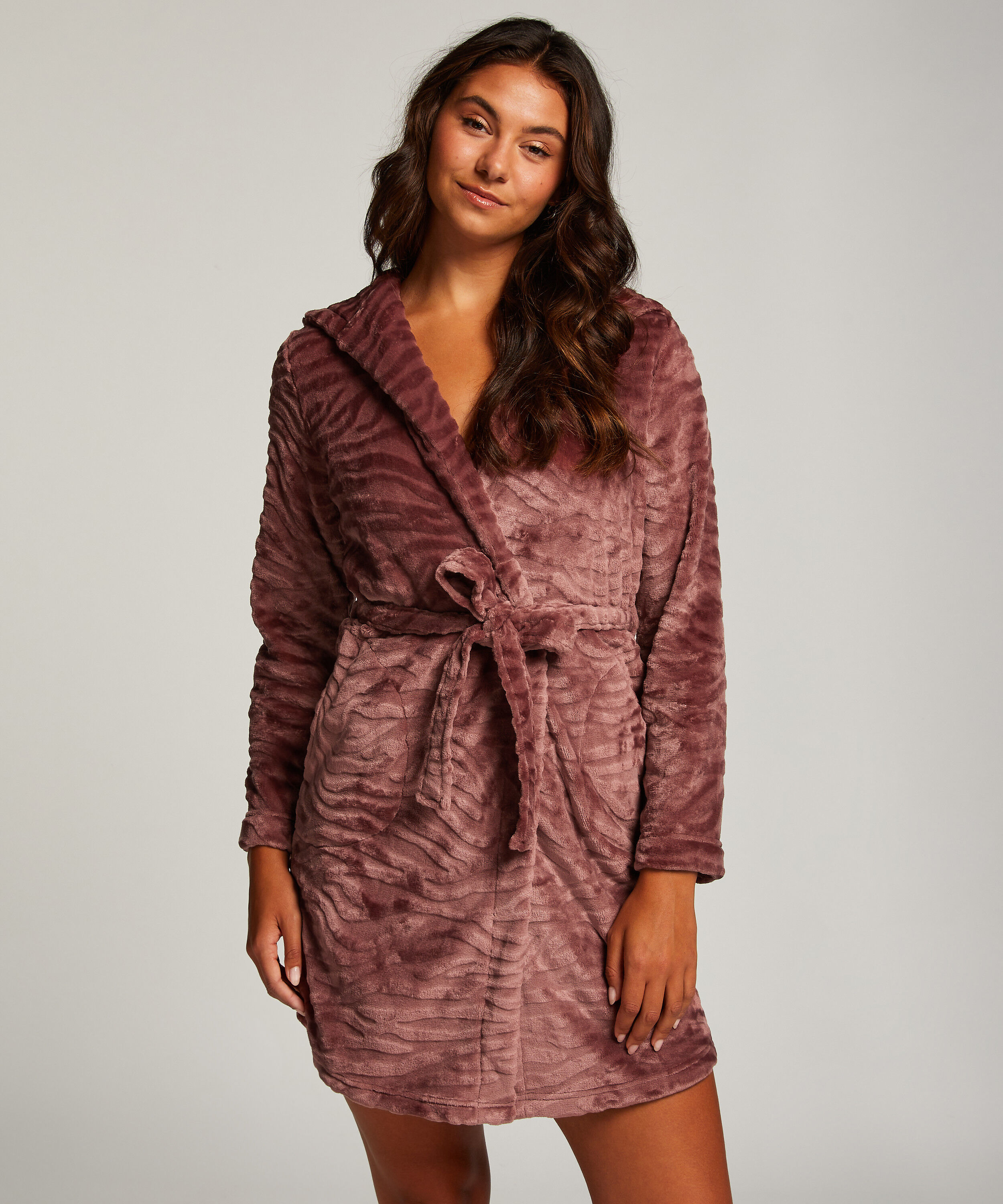 Peignoir court avec fermeture à glissière, Violet