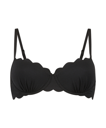 Haut de bikini préformé à armatures Scallop, Noir